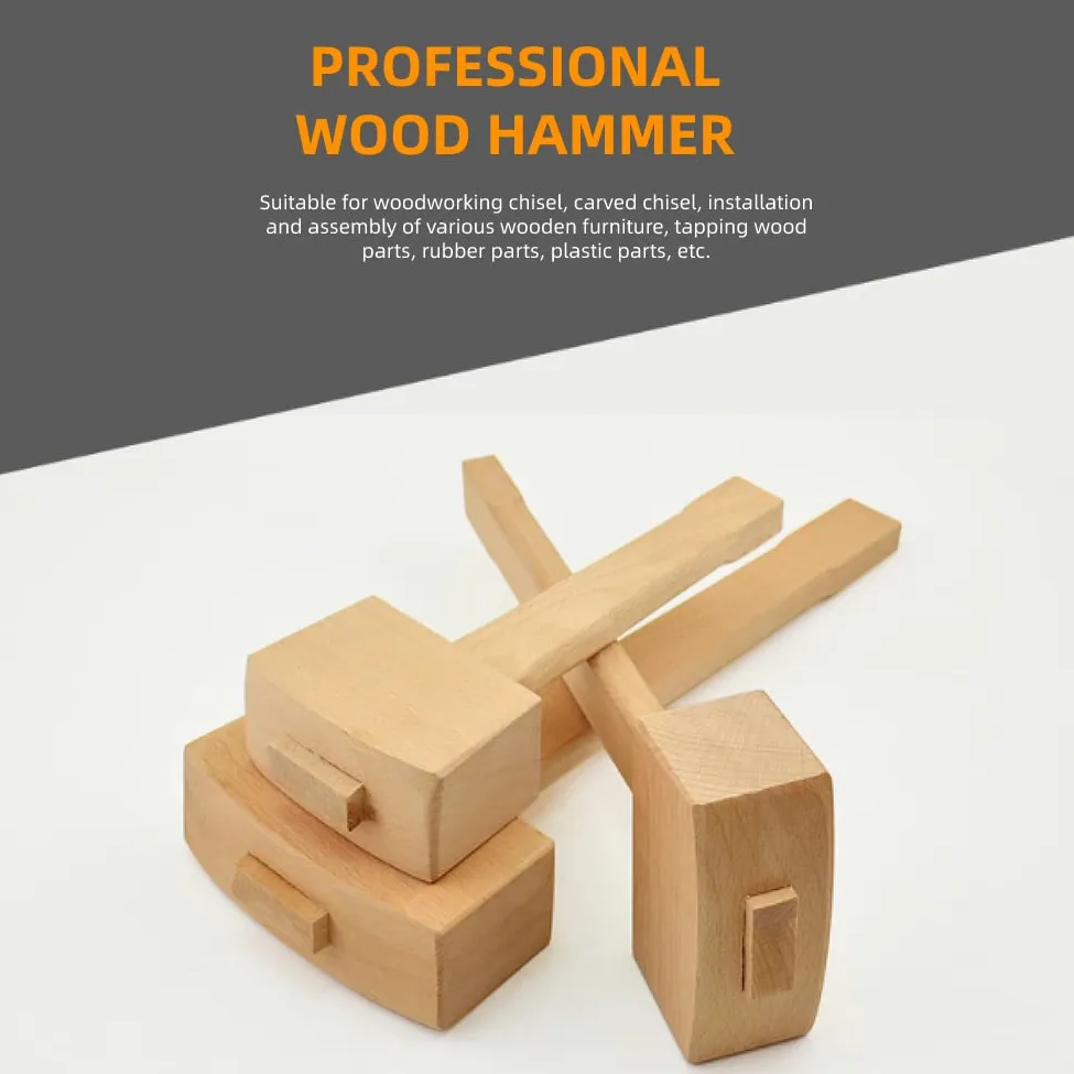 Mazo de madera natural pequeño/grande, martillo de carpintero profesional Martillo de mazo de madera Herramienta de carpintería para colocar y ensamblar muebles de madera (L)