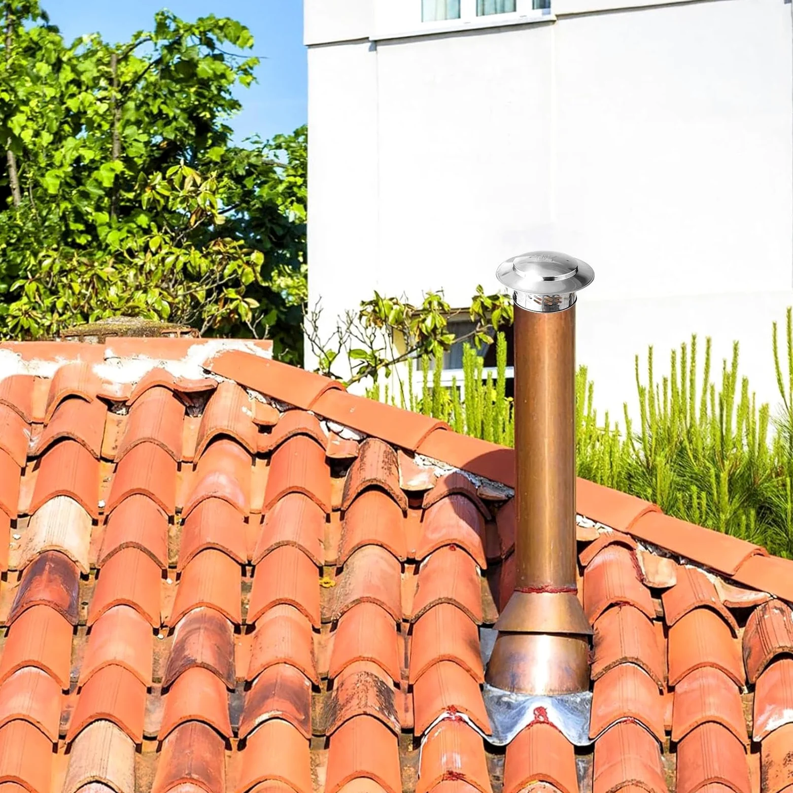 Tapa de Chimenea, Ø 160 mm Sombrero de Conducto de Humo de Acero Inoxidable
