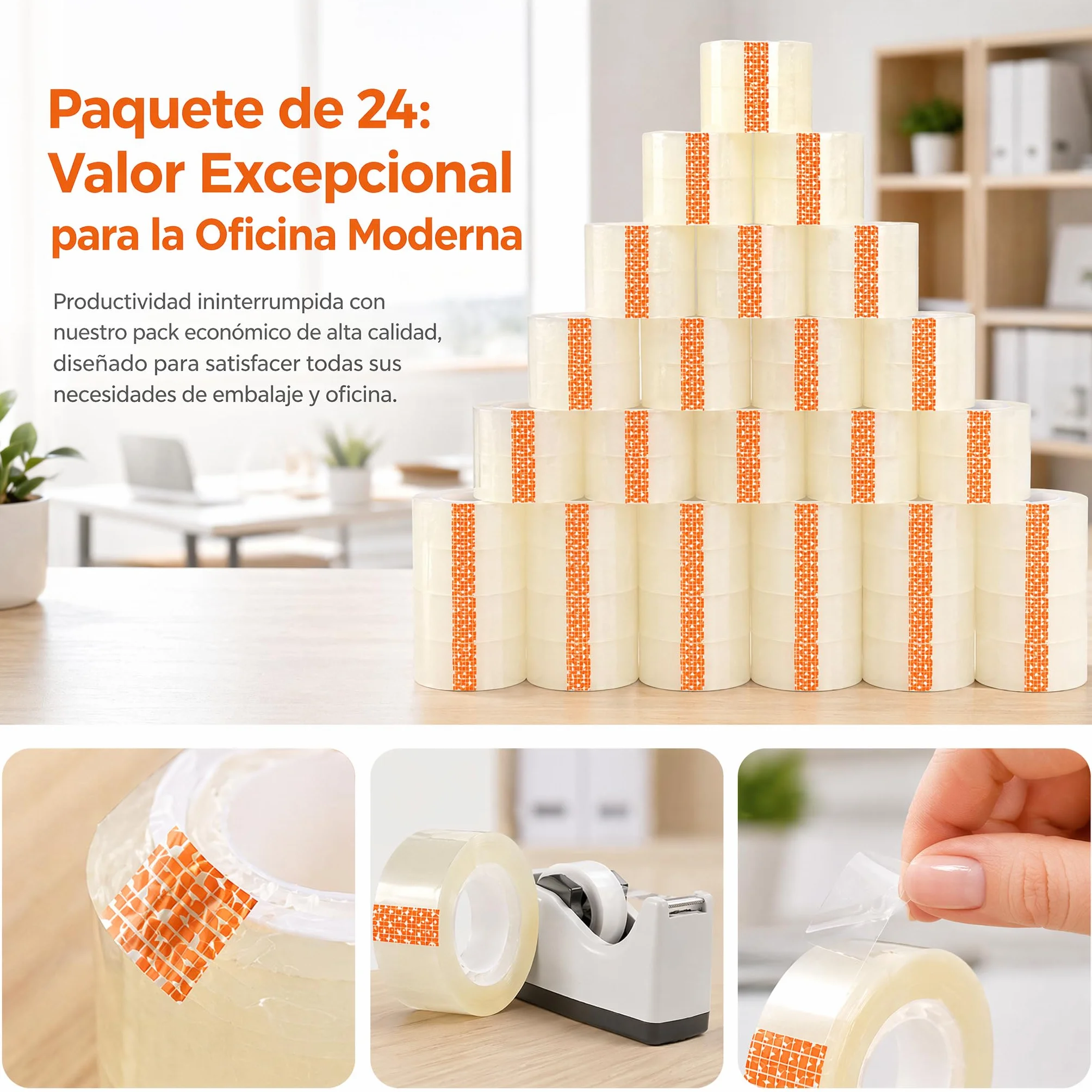 various-Cinta Adhesiva Transparente 18mm x 35m, Pack de 24 Rollos, Alta Adhesión y Durabilidad, Fácil de Cortar y Desenrollar, Ideal para Oficina, Embalaje y Uso Diario