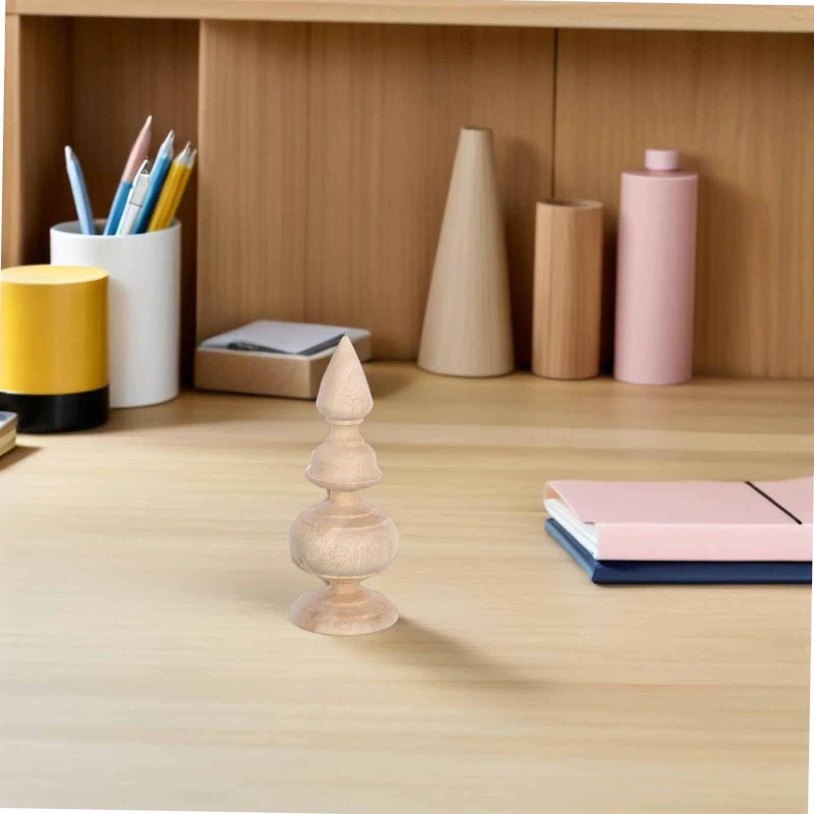 HOMSFOU Remates Decorativos y Barras de Cortina 2 Piezas de Madera sin Terminar Superficie Lisa y Tallado Fino para Postes de Cama para Decoración Interior DIY