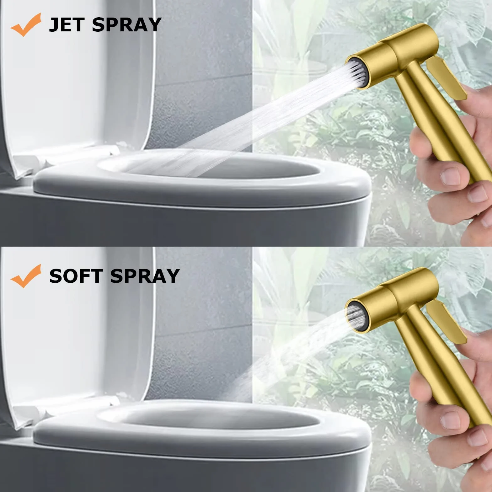 [LOSCHEN] Bidé de pared Kit de pulverización para inodoro, pulverizador de mano accesorio de inodoro de acero inoxidable para mascotas cuarto de baño/higiene personal/baño (Glod)