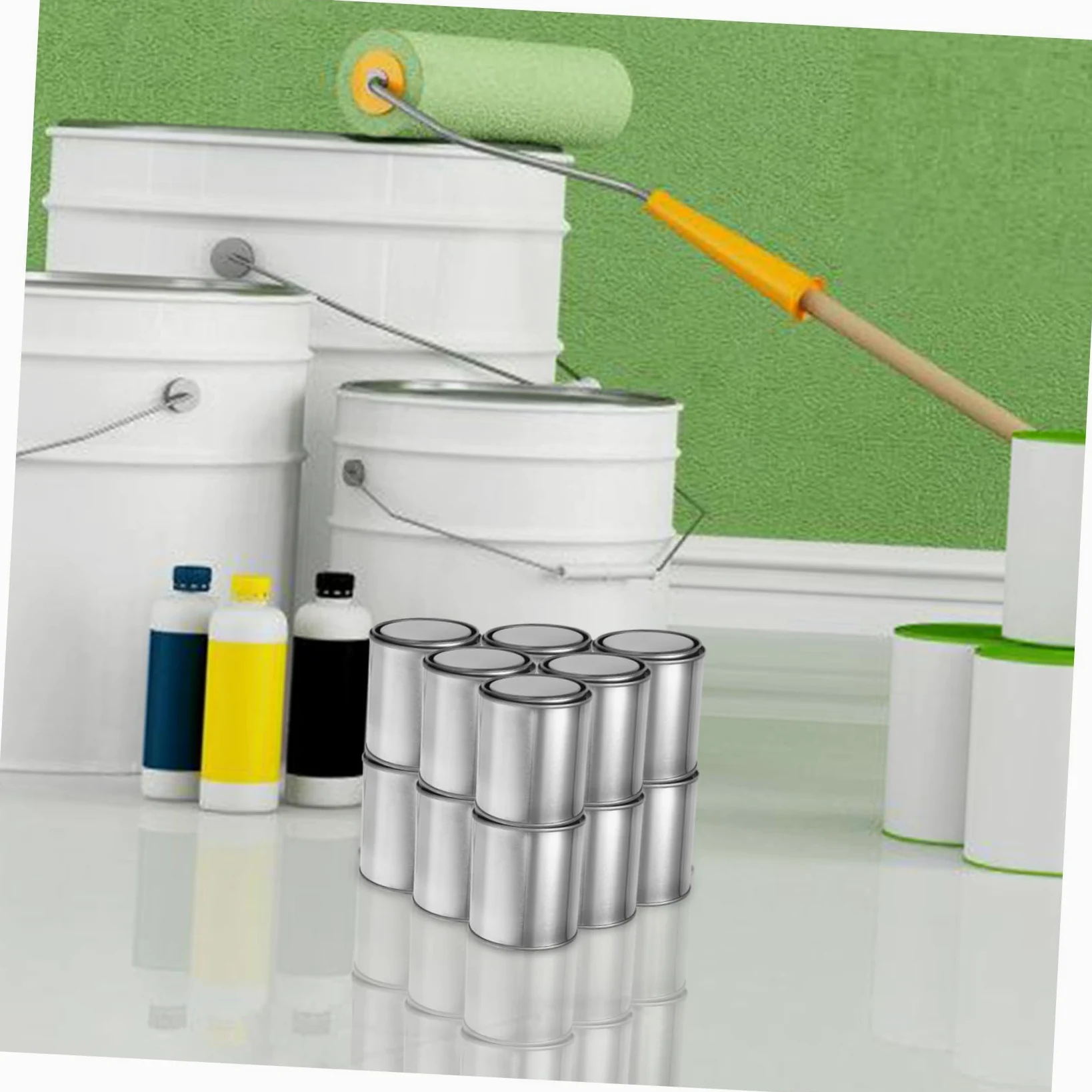 Mikikit Latas de Pintura sin Revestimiento con Tapas Cubos Metálicos Vacíos para Almacenamiento de Pintura Envases de Gran Capacidad para Proyectos DIY y Manualidades