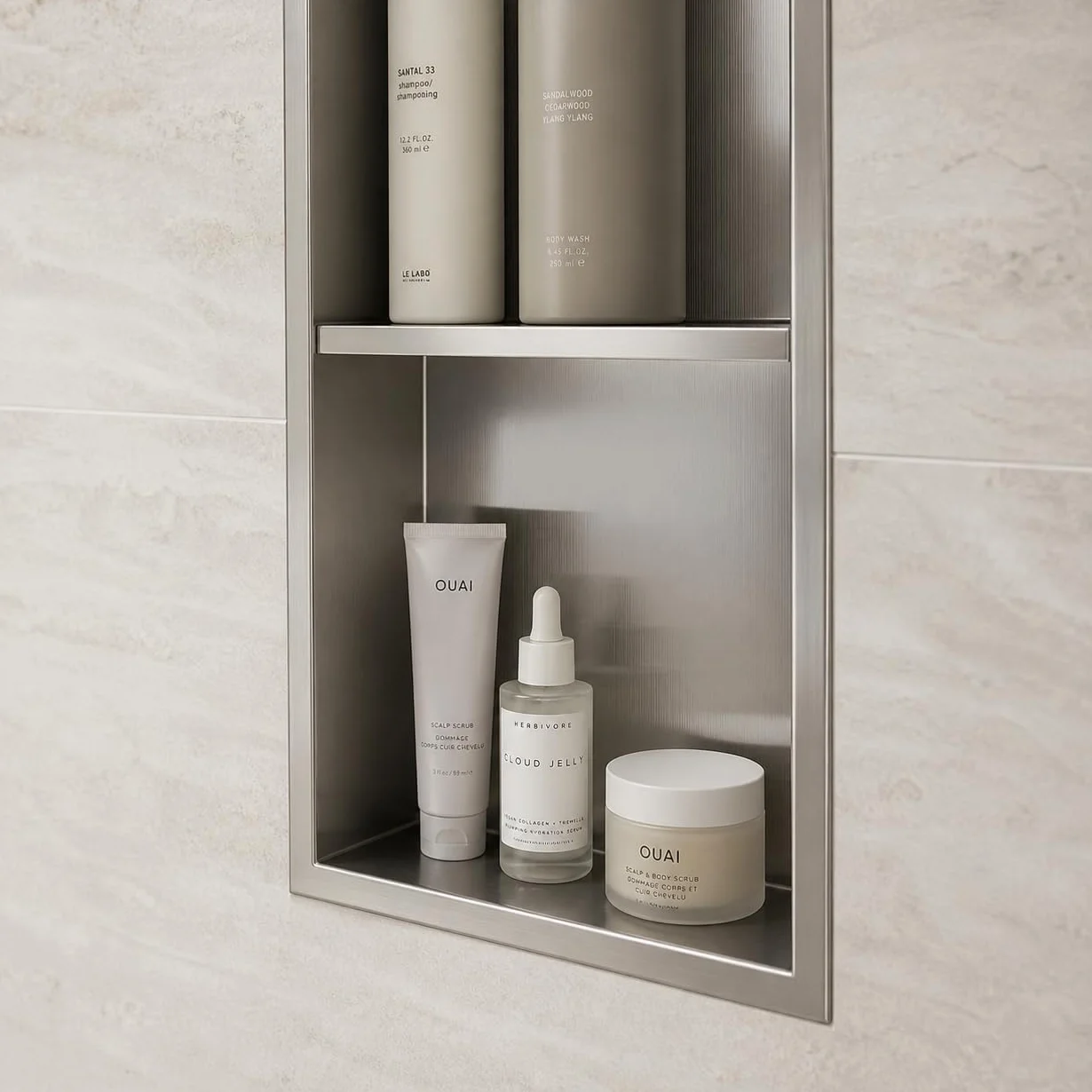 Hornacina Ducha Empotrable Vertical 33x63 cm Acero Inoxidable S.304 Nicho Baño Pared Anticorrosión MEDIMEX Artic Níquel Cepillado