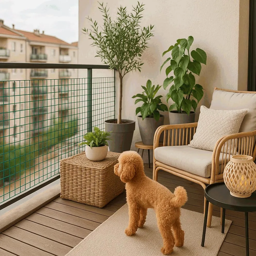 TECHZOCO Malla Metálica, Malla cuadrada de protección balcones, plastificado, Red plastificada, Malla de alambre plastificada, Cuadrada 19x19 mm, 300 gramos m2, 100 cm de alto x 500 cm largo, Verde.