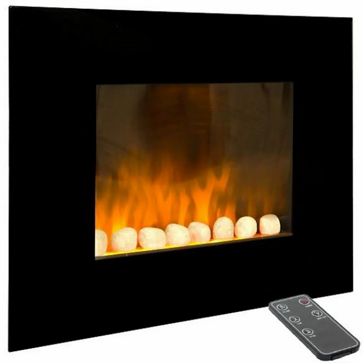 CHEMIN'ARTE Chimenea eléctrica de Pared con calefacción Black Fire, Efecto de Llama Leds- Chimenea Decorativa bajo Consumo - Mando a Distancia