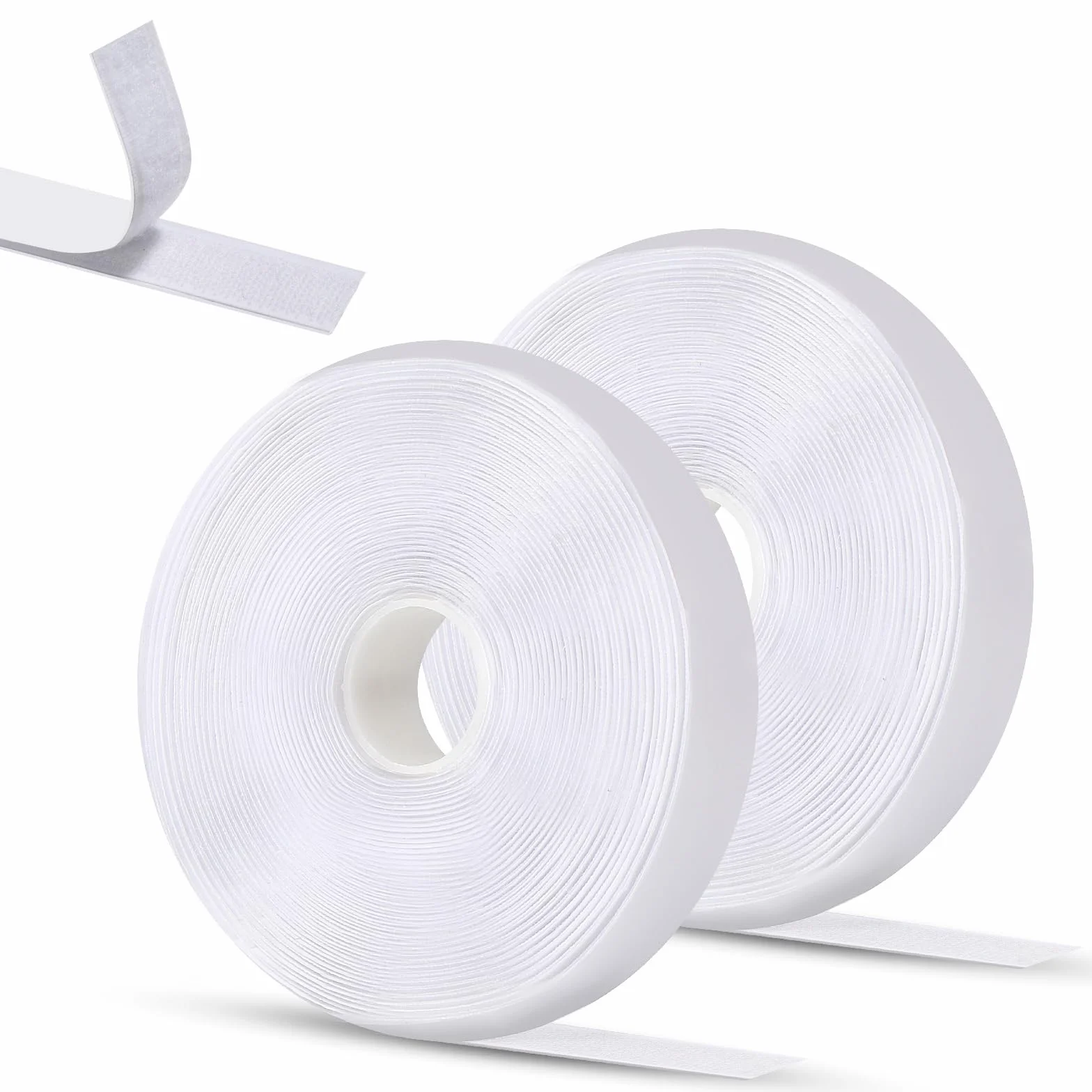 Oderra Adhesivo Doble Cara, Belcro Adhesivo Doble Cara Fuerte, 8 Metros x 2 cm en Color Blanco - Cinta de Sujeción Fuerte de Gancho y Bucle para Proyectos de Bricolaje