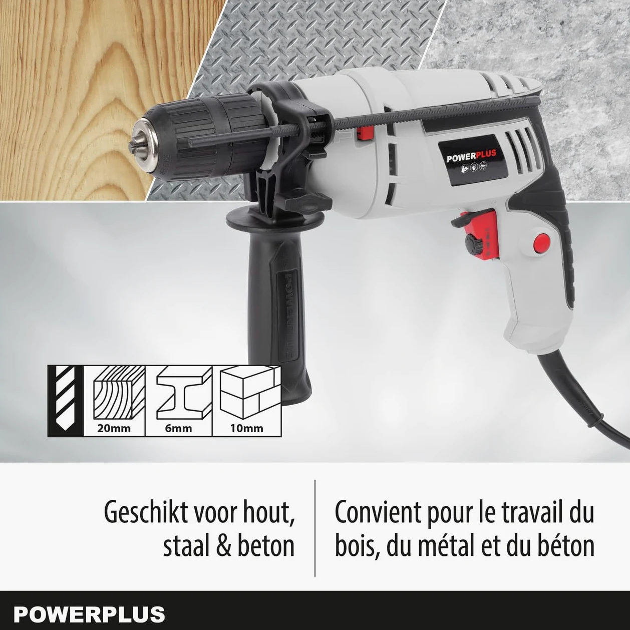 Taladro Percutor Eléctrico con cable Powerplus POWC10200 600w