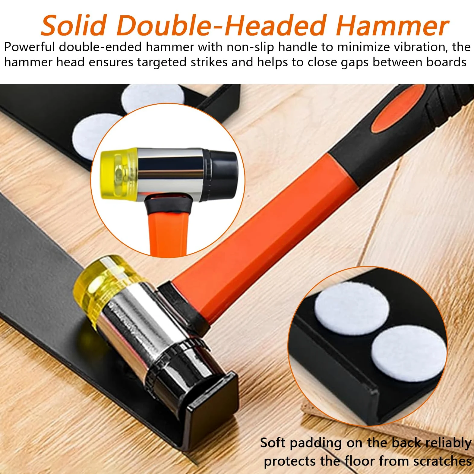 Suelo Laminado, 43 Piezas Herramienta de Laminado, 198 mm Sistema de Clic, 1 Taco de Impacto, 1 Barra de Tracción, 40 Espaciadores, 1 Martillo de Doble Cabeza, para Colocar Piso de Madera Compu