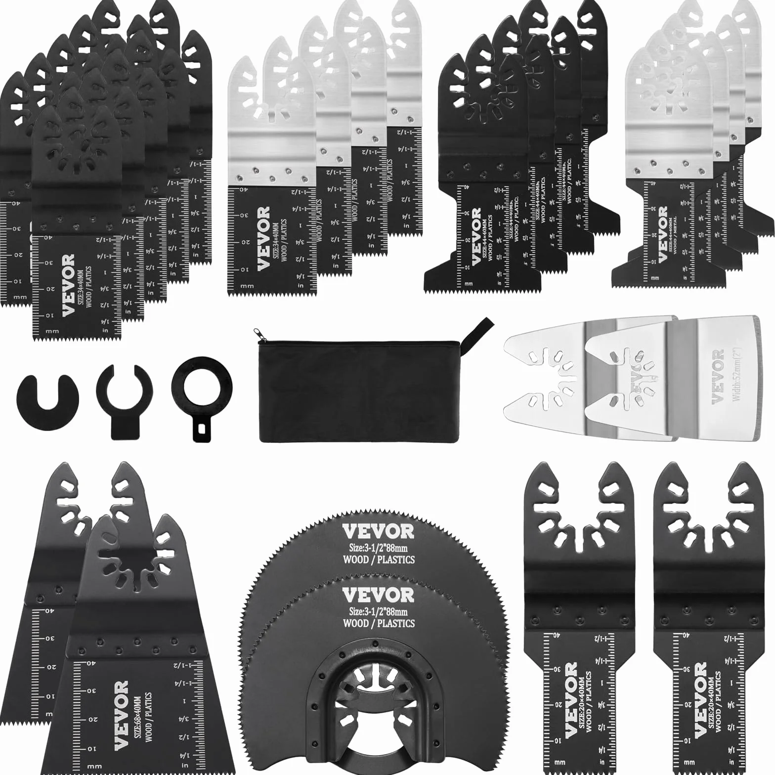VEVOR Hojas de Sierra Oscilante 30 Piezas Universal Multifunción Liberación Rápida 8 Tipos de Hojas Herramientas Oscilantes para Madera Metal Plástico para Dewalt Milwaukee Hitachi Chicago Craftsman