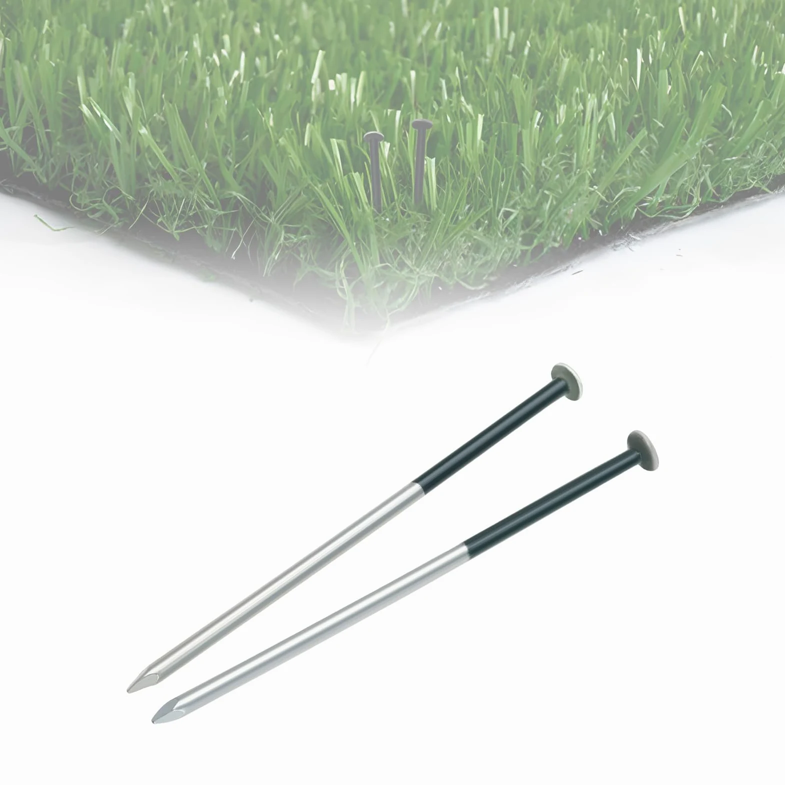 50pcs Clavos Césped Artificial Color Verde Oscuro 5 Mm X 150 Mm Clavos Cabeza Redonda Galvanizados Juego Clavos para Asegurar Telas Esteras Malas Hierbas Redes Láminas Suelo Y Más