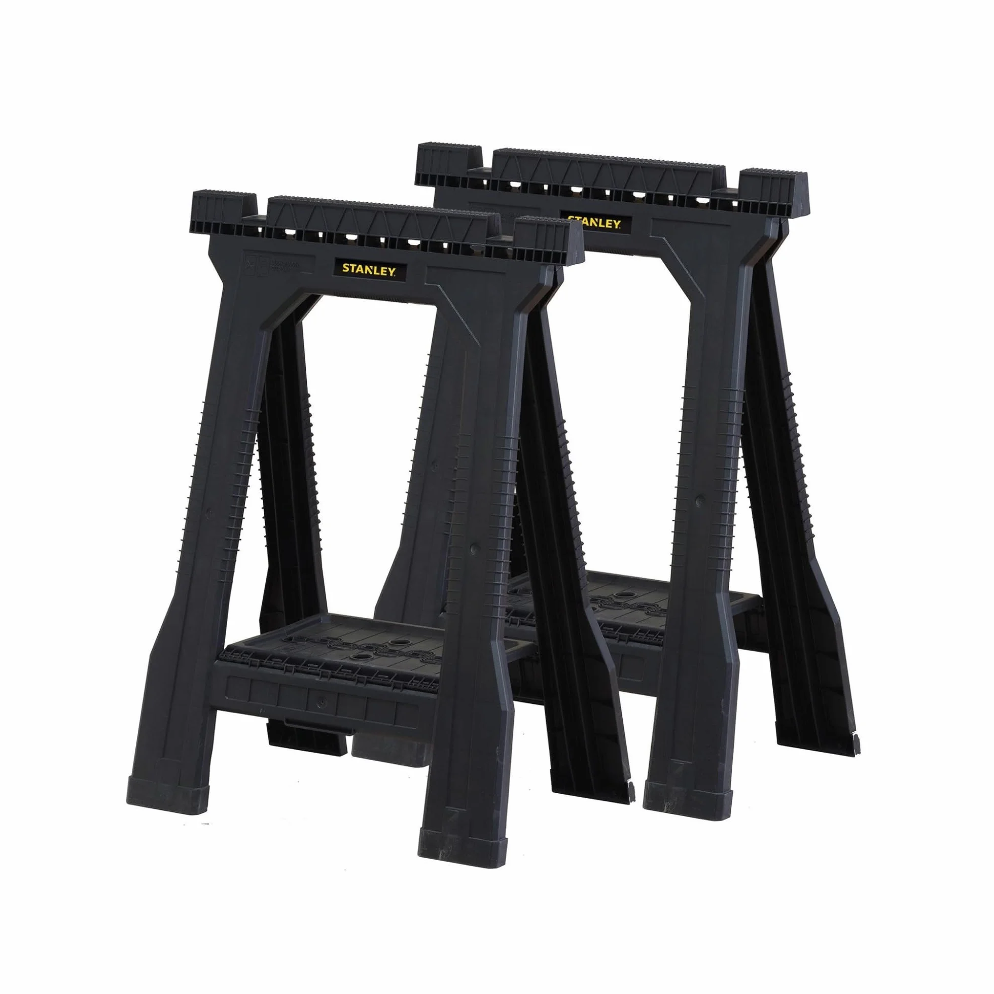 STANLEY Caballetes plegables Junior Pack de 2, ligeros, ranura en V, patas antideslizantes, bandeja almacenamiento, 57,1x6,3x81,8 cm
