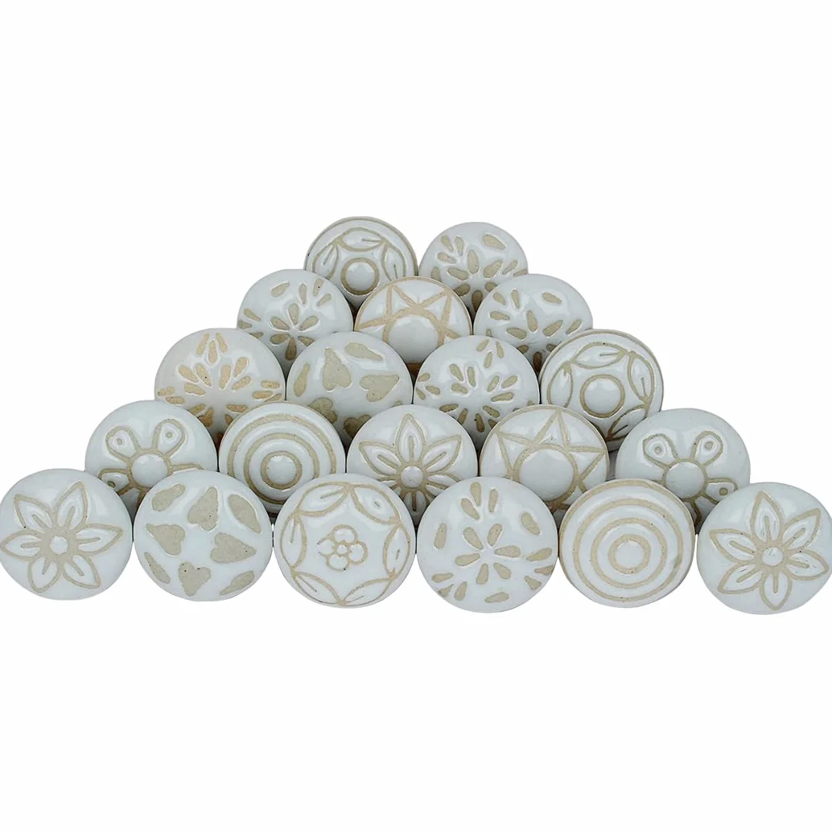 Juego de 20 Pomos de Cerámica Blanca Vintage para Cómoda Cajón Armario Cocina