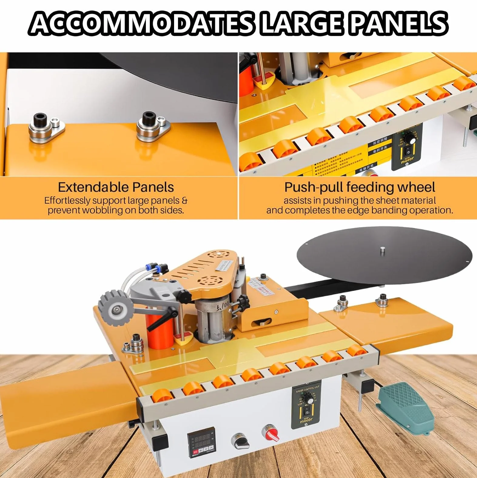 Encoladora de Cantos Automática 1200 W, Canteadora para Madera Curva/Recta, Ancho de Banda 6-60 mm