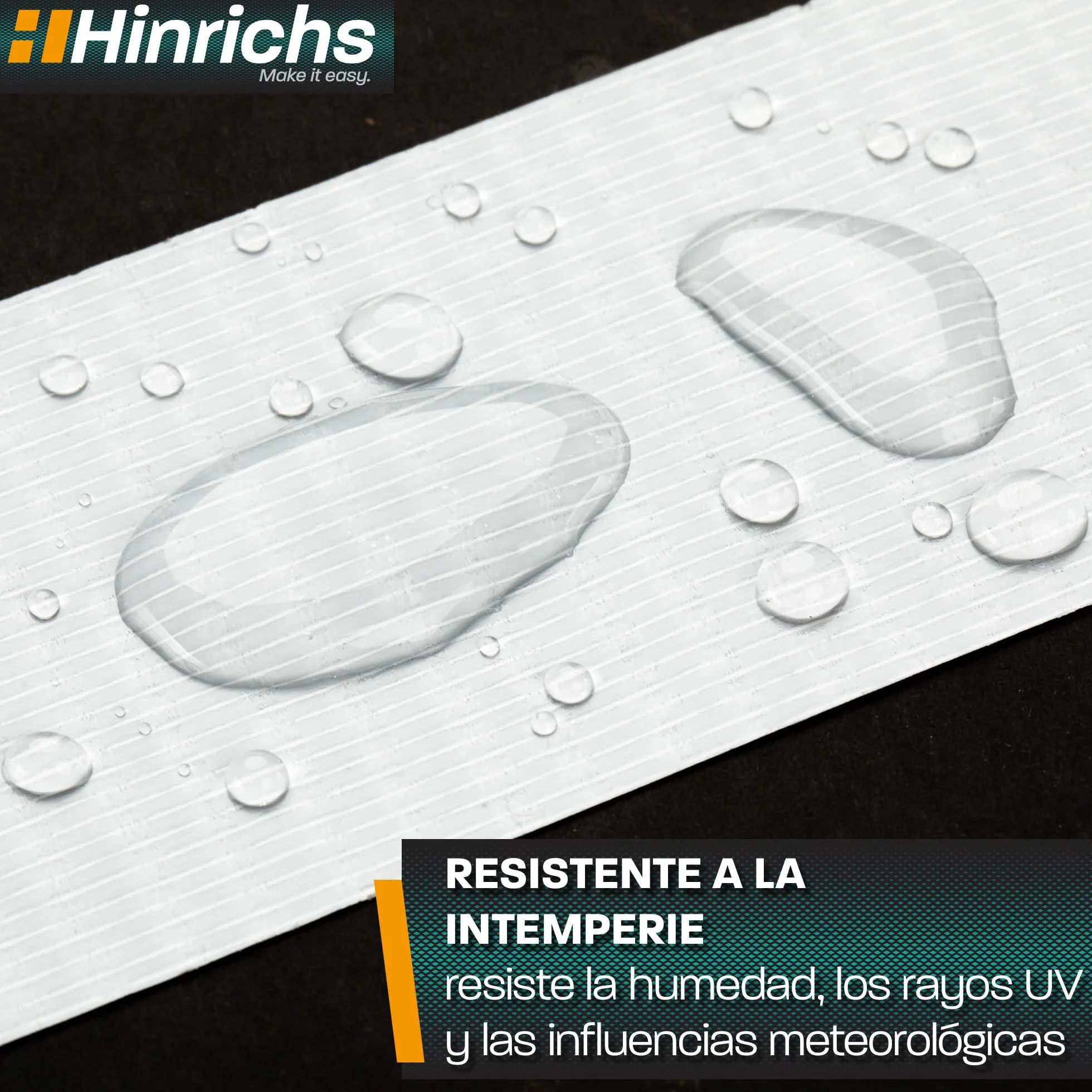 Hinrichs Cinta Americana Negra 4 Rollos 50m x 50mm – Cinta Adhesiva Impermeable y Extra Fuerte – Herramientas Lluvia y Reparaciones – Cinta Multiusos para Bricolaje, Embalajes y Uso Exterior Duradero