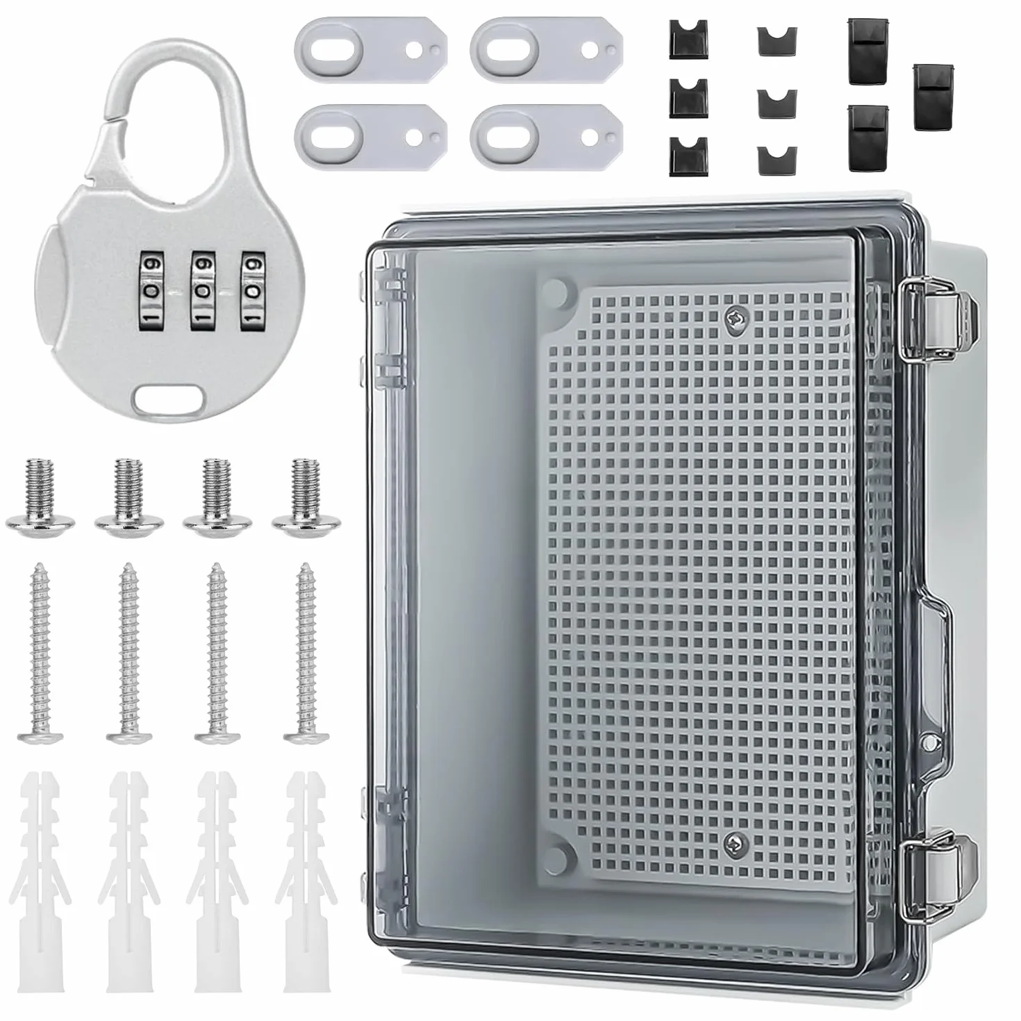 Caja Conexiones Estanca IP66, Caja Registro Electrico con Cerradura, PC Transparente Caja de Conexiones, para la Protección de Tomas de Corriente (220 × 170 × 110 mm)