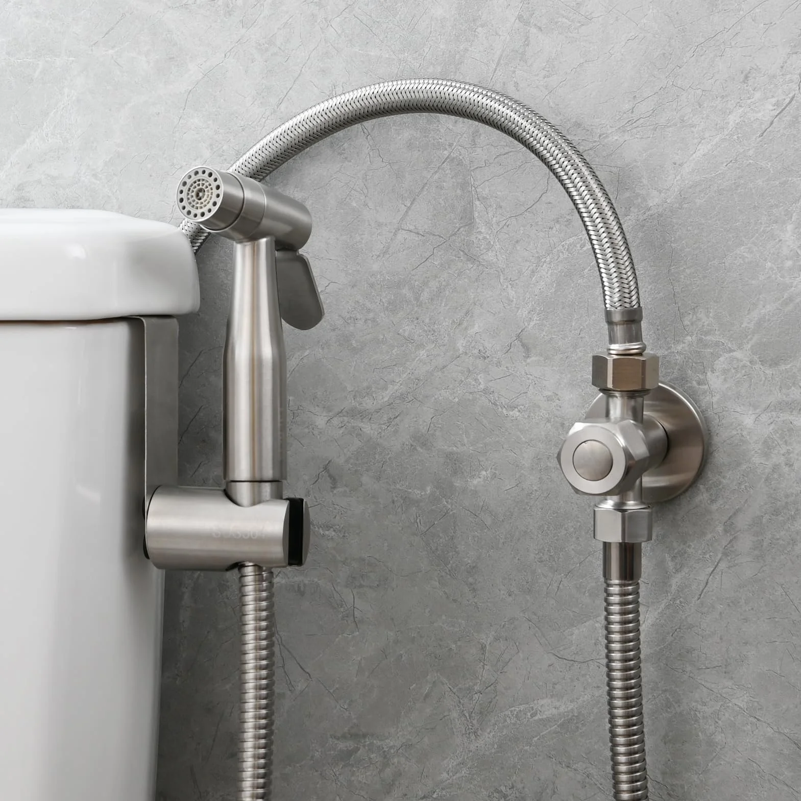 Tecmolog Ducha Bidet 2 Modos Mano Grifos Shattaf Pulverizador Acero Inoxidable Portatil para WC, con Soporte, Valvula Desviadora y Manguera 1.2m, WS024AF2