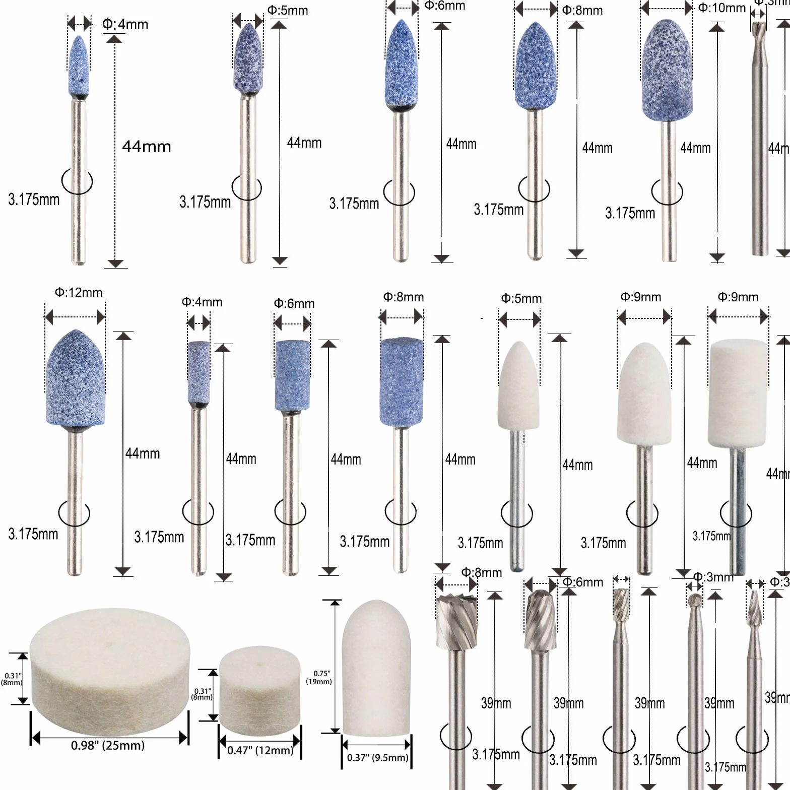 ZFE 217 piezas, juego de accesorios para Dremel Proxxon y multiherramienta para modelar Super para Dremel, Proxxon, herramienta multifunción con mango de 3 mm