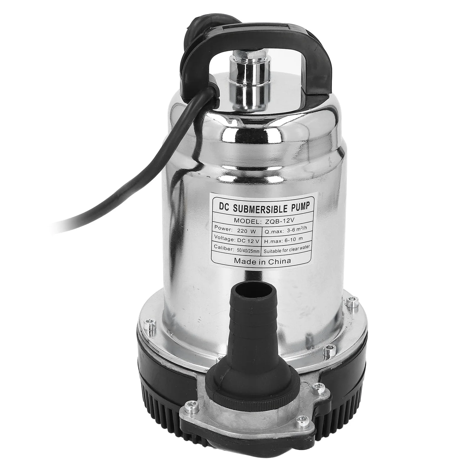 Bomba Sumergible de CC, Potente Bomba de Flujo de Agua de Alta Elevación de 220W para Jardines, Estanques, Acuicultura, Acero Inoxidable