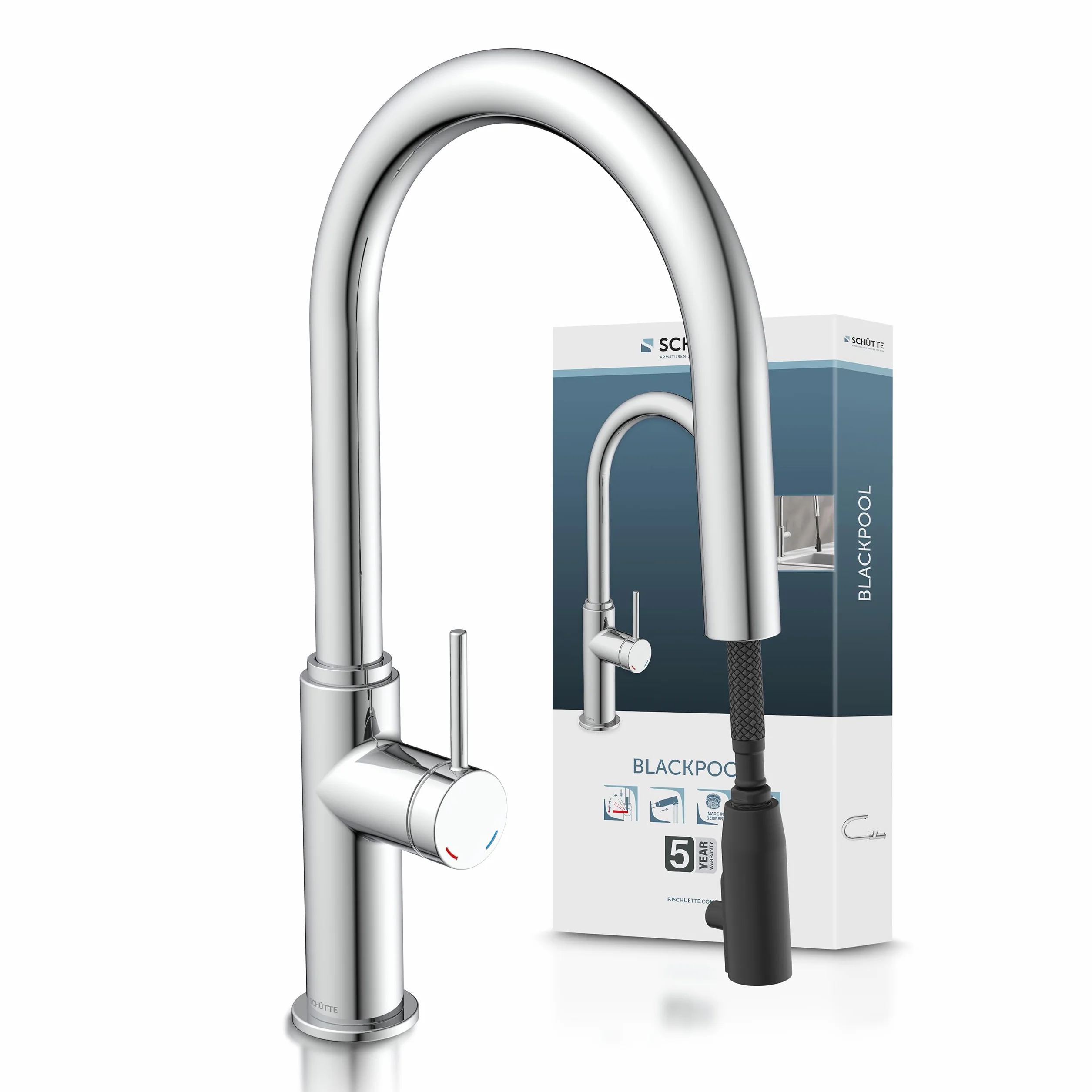 SCHÜTTE Blackpool 79516 Grifo de cocina extraíble 360 grados monomando cromo