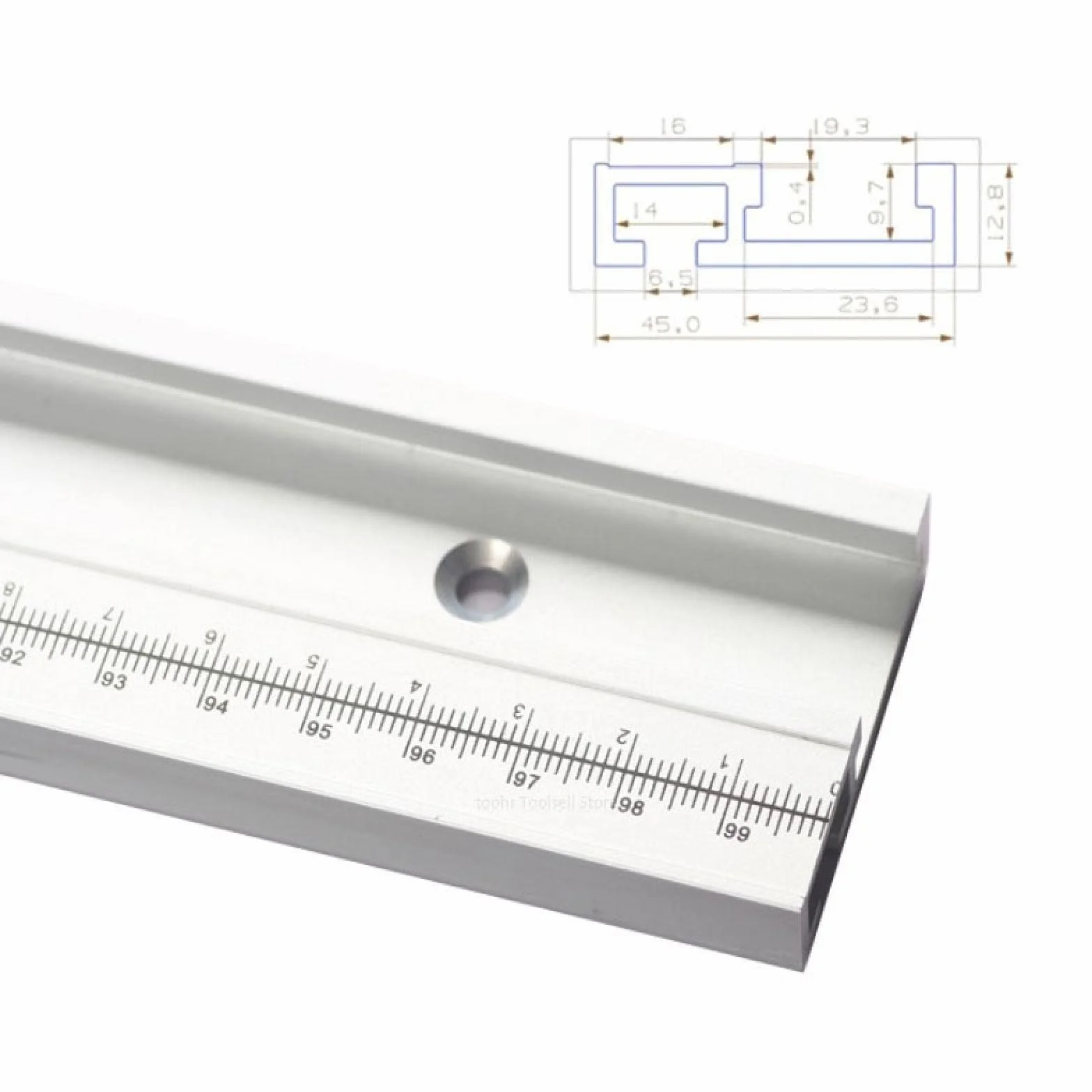 RANRAO Pista de inglete con ranura en T de 600 mm, aleación de aluminio para carpintería