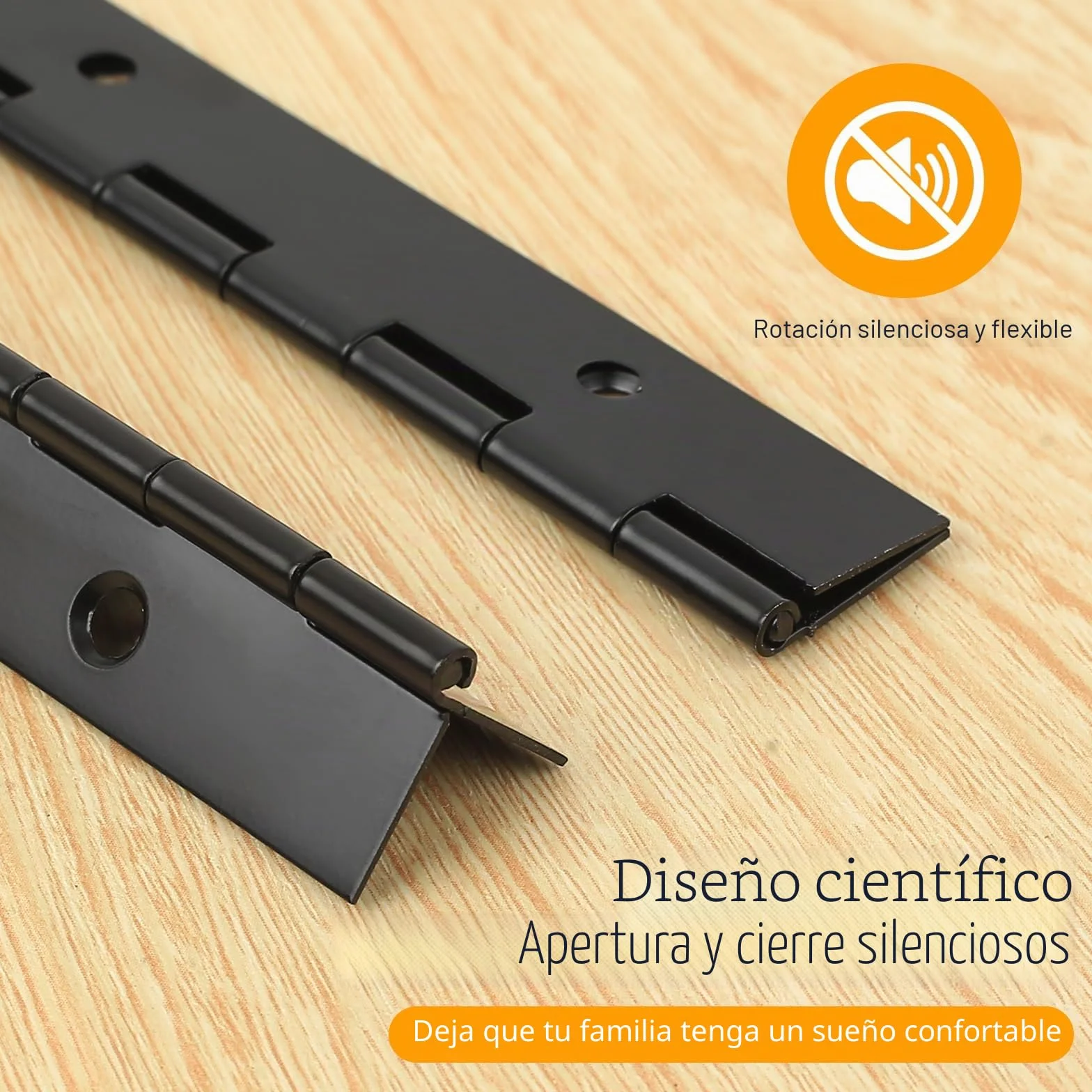Bisagra Piano 30 cm de Acero Inoxidable para Puertas con Tornillos (Negro)