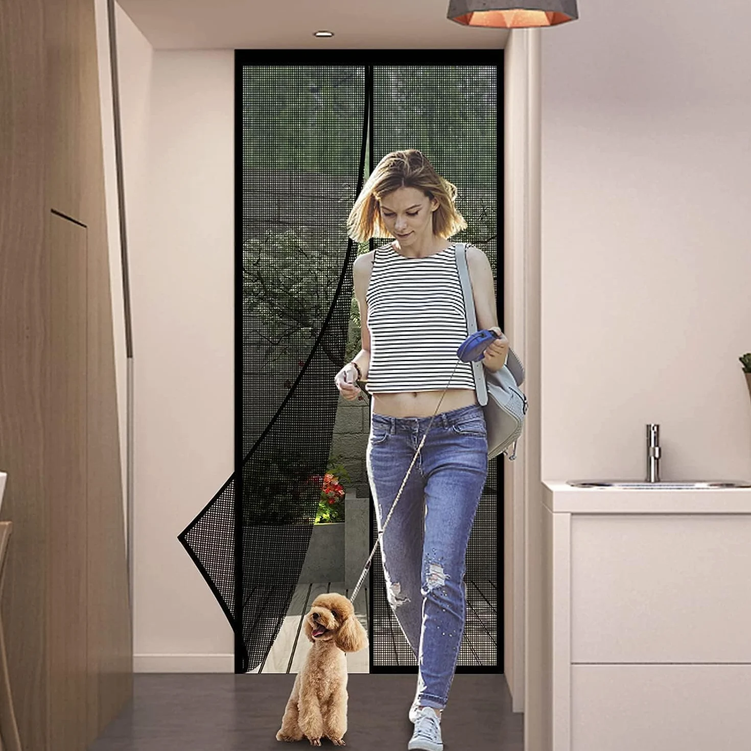 Panngu Fliegengitter Balkontür Magnet 70x185cm Verstärkt Fliegenvorhang Terrassentür Magnete Türe Ohne Bohren Fliegennetz Balkon Insektenschutz Tür Magnetische Moskitonetz Vorhang Weiß