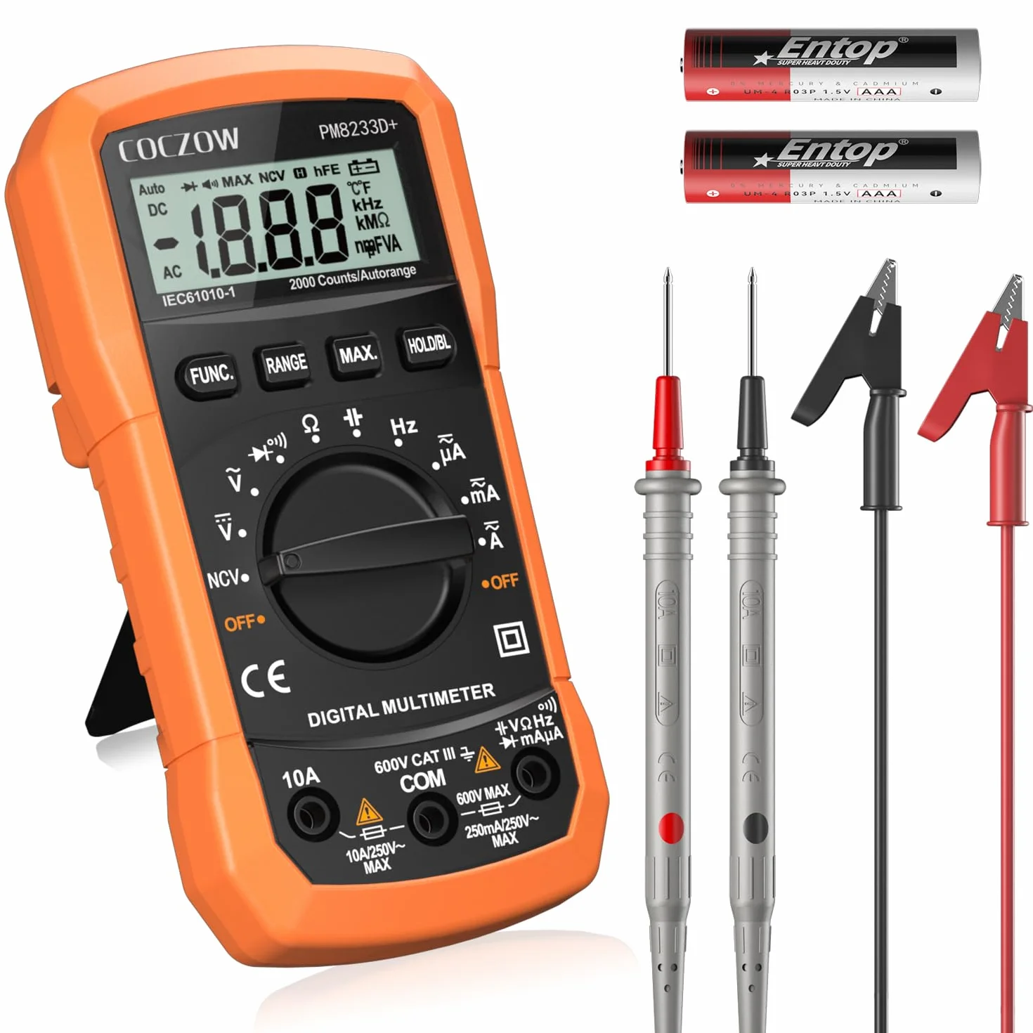 Multímetro Digital Polímetro Profesional, Voltímetro, Tester Electricista, Multímetro para Corriente CA/CC, Voltaje CA/CC, Resistencia, Capacitancia, NCV, Continuidad y Diodos de Prueba