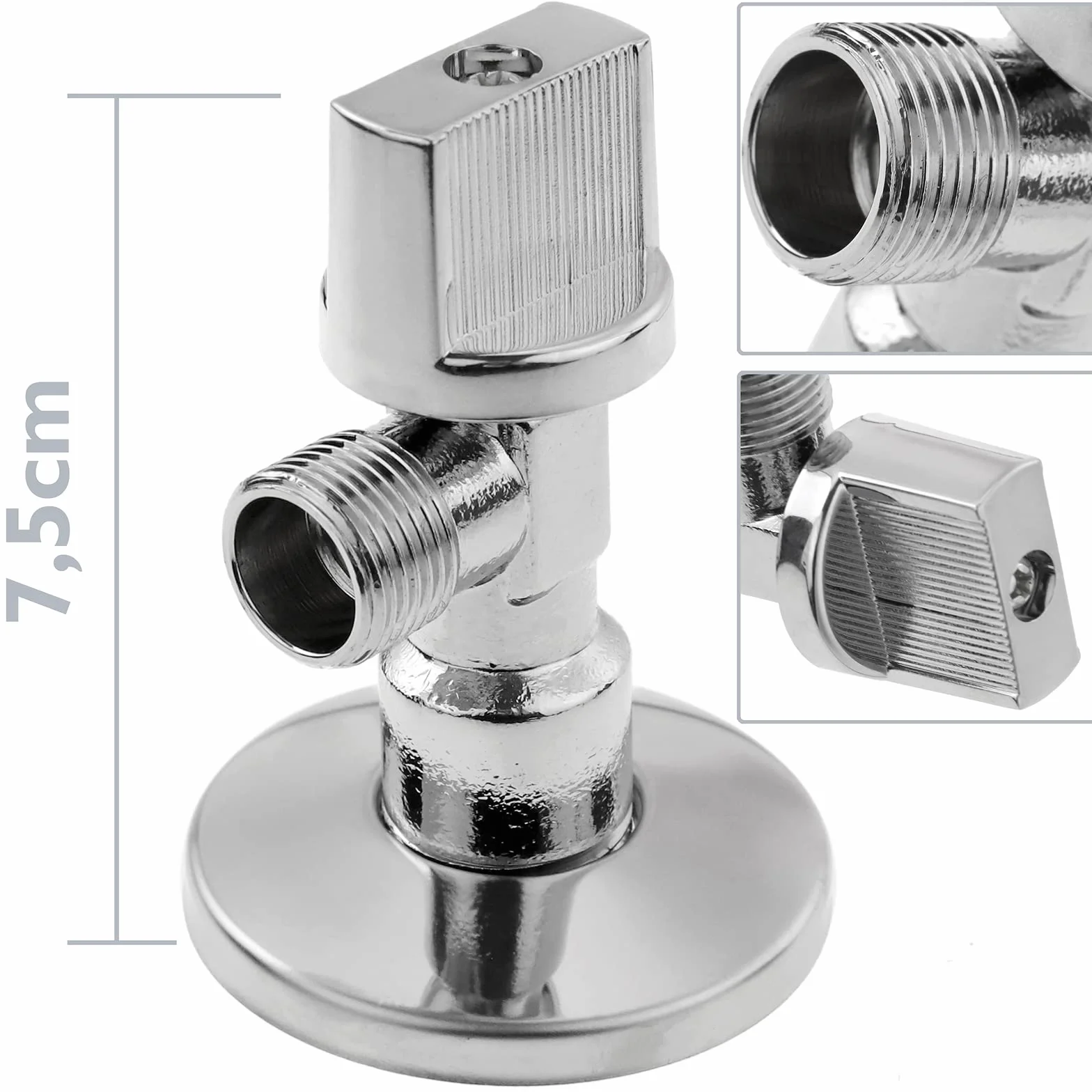 PrimeMatik Llave de Paso Cisterna en escuadra 1/2"-3/8" teflón antical