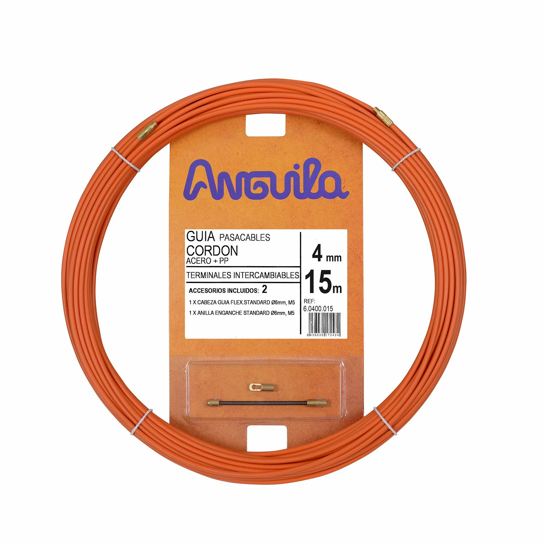 Anguila| Guía Pasacables | Terminales Intercambiables | Cordón de Acero + Propileno