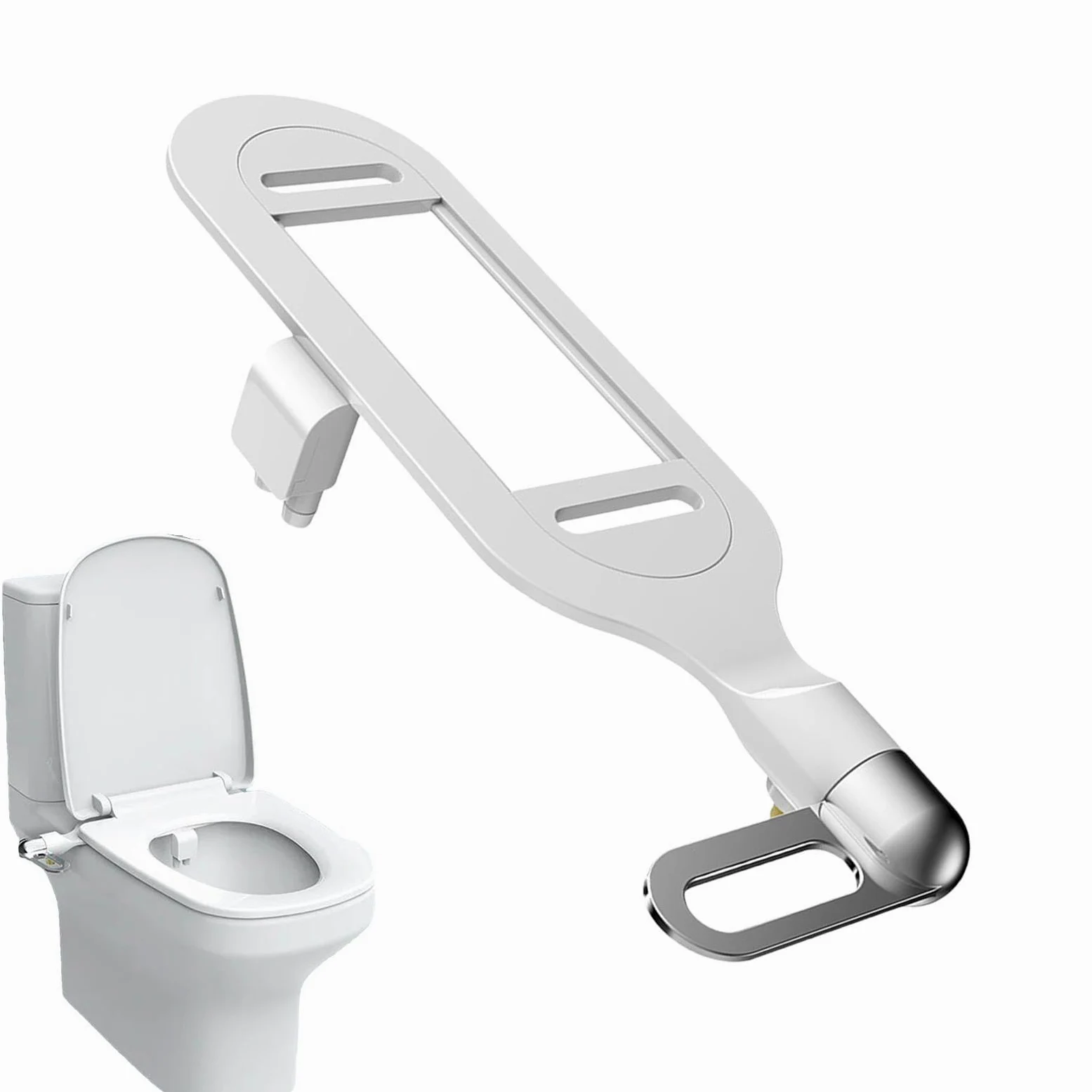 Descargador de asiento de inodoro inteligente,Bidé con descarga de inodoro inteligente,Rociador de lavado ajustable Bidé de doble boquilla no eléctrico - Accesorios de baño para baño Hotel College Dor