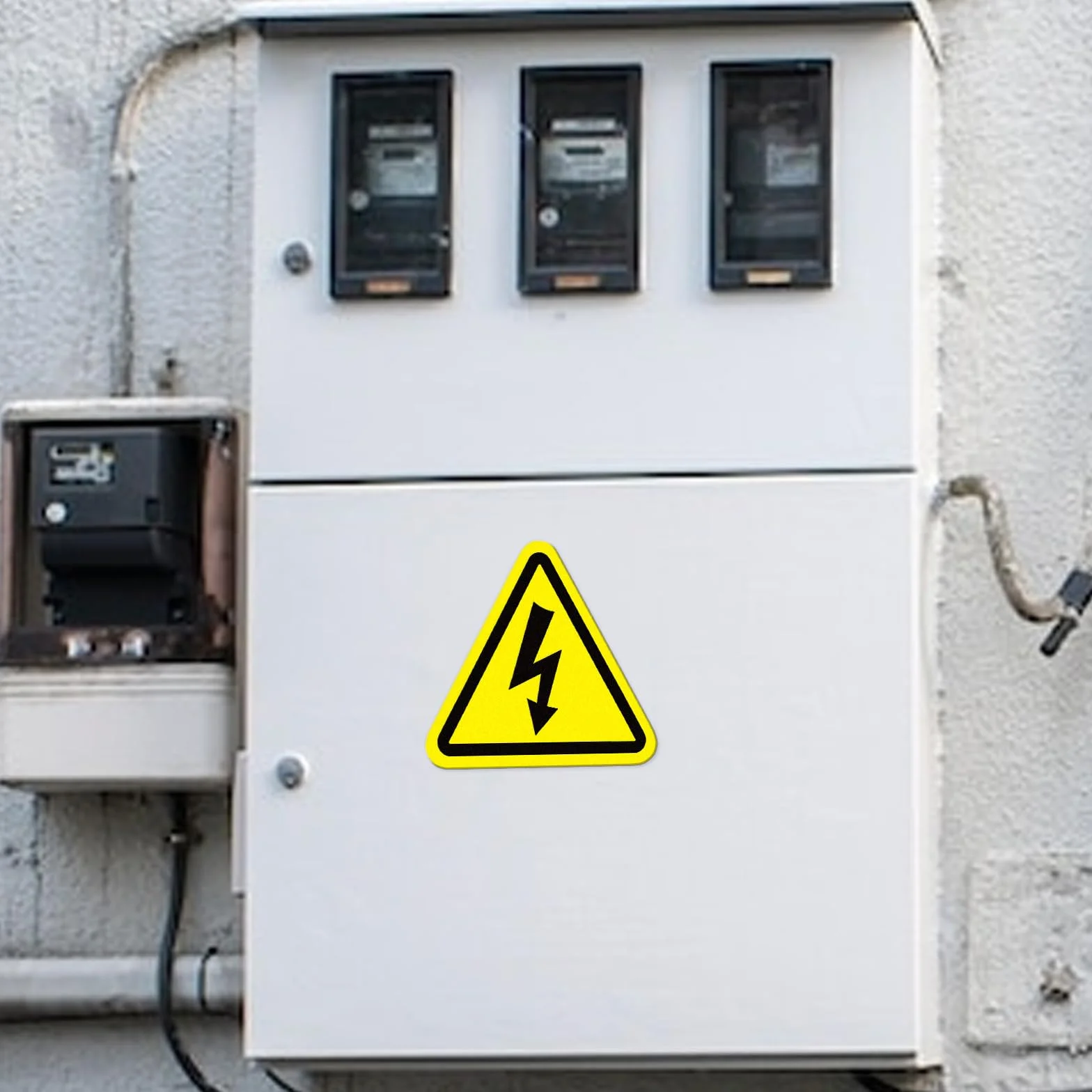 Pegatina Riesgo Eléctrico Adhesiva - Cartel Riesgo de Accidente por Electricidad Medida 10 CM X 10CM - 10ud