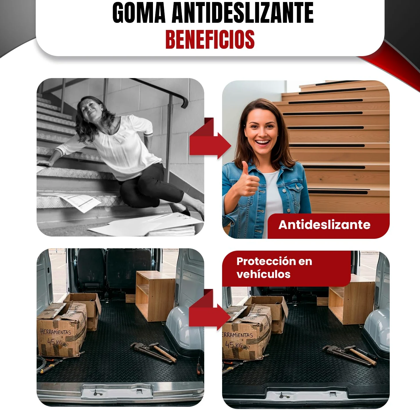 Tiras de Goma SBR en Rollo Antideslizante, Resistentes a Aceites y Alta Durabilidad para Taller, Gimnasio, Aislamiento y Uso Industrial; 25, 50 Y 100 mm Ancho, 1, 3 y 6 m Largo, 3 y 5 mm Espesor