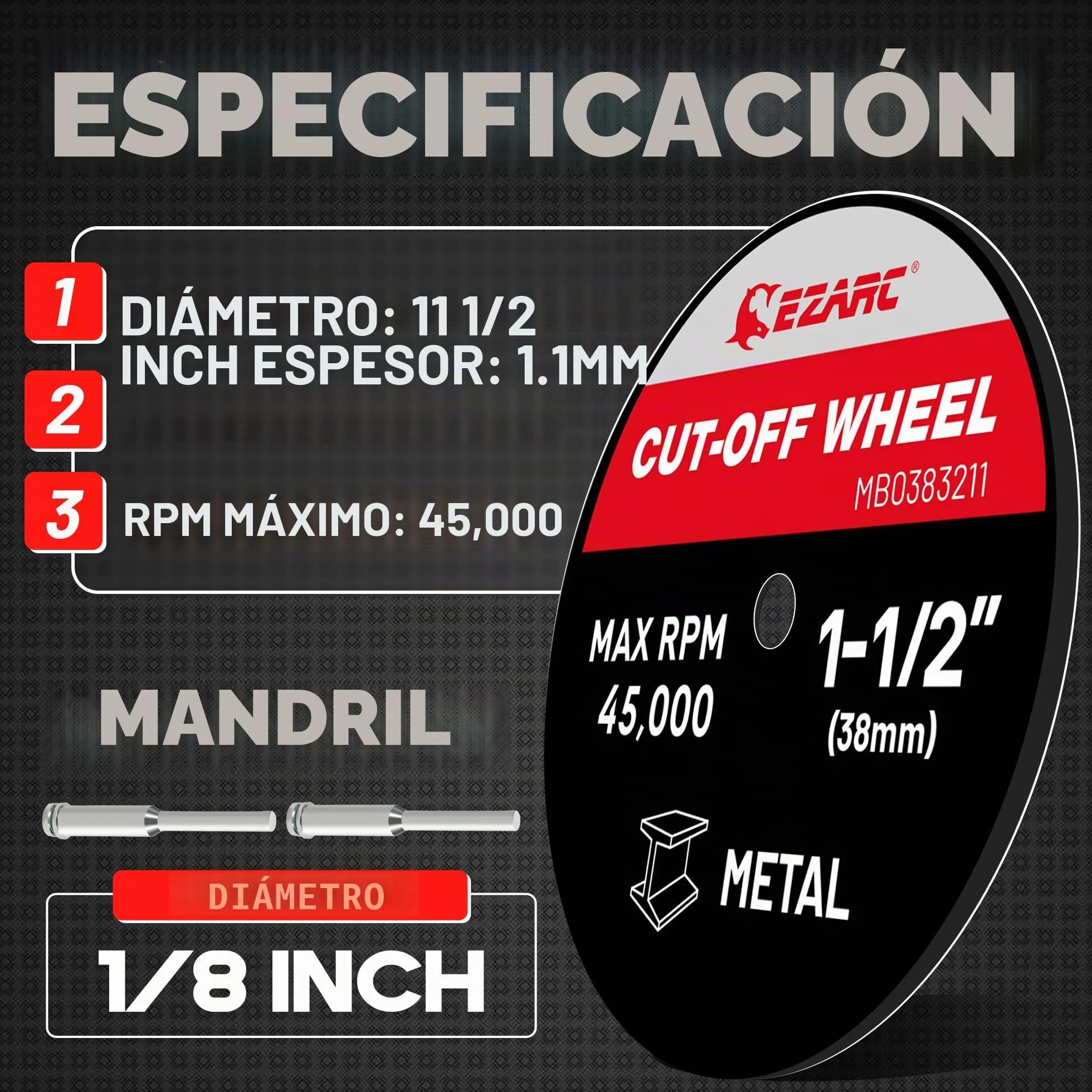 EZARC Discos de Corte 32pcs, Ruedas de Corte de 38 mm Para Metal y Acero Inoxidable, Discos de Corte Para Herramientas Rotativas