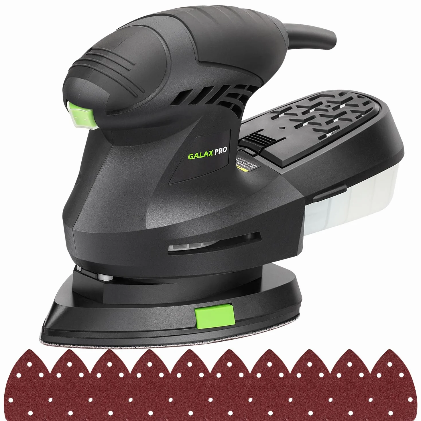 GALAX PRO Lijadora Madera 200W 12000 OPM,Lijadora Electrica Diseño Compacto con Contenedor de Polvo,lijadora orbital con 10 Hojas de Papel de Lija para Alisar Madera y Quitar Pintura