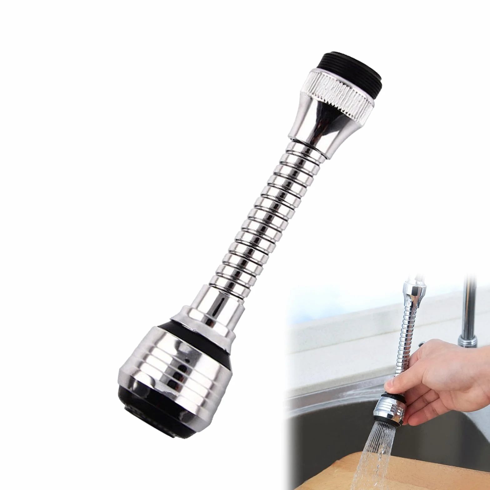 Aireador de Grifo de 360 ​​Grados,Aireador Grifo Cocina Giratorio 360°, Aireador de Grifos de Cocina,Extensor de Grifo Móvil para Fregadero,Ajustable 2 Modos Salida Agua