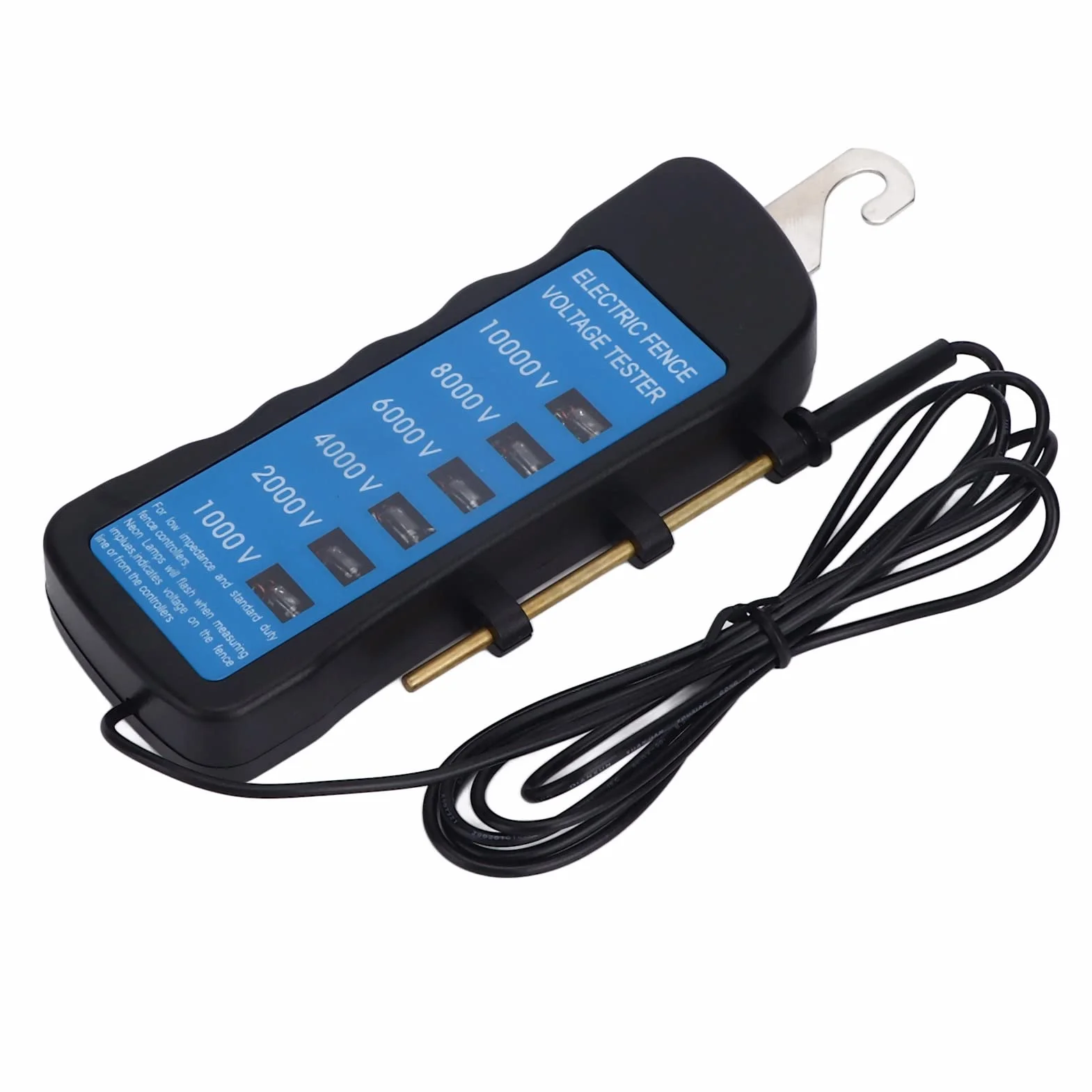 Probador de Cercas Eléctricas, Medidor de Voltaje de Alambre de Cercas Eléctricas 10000V Herramienta Portátil Impermeable con 6 Piezas de Luz para Granja