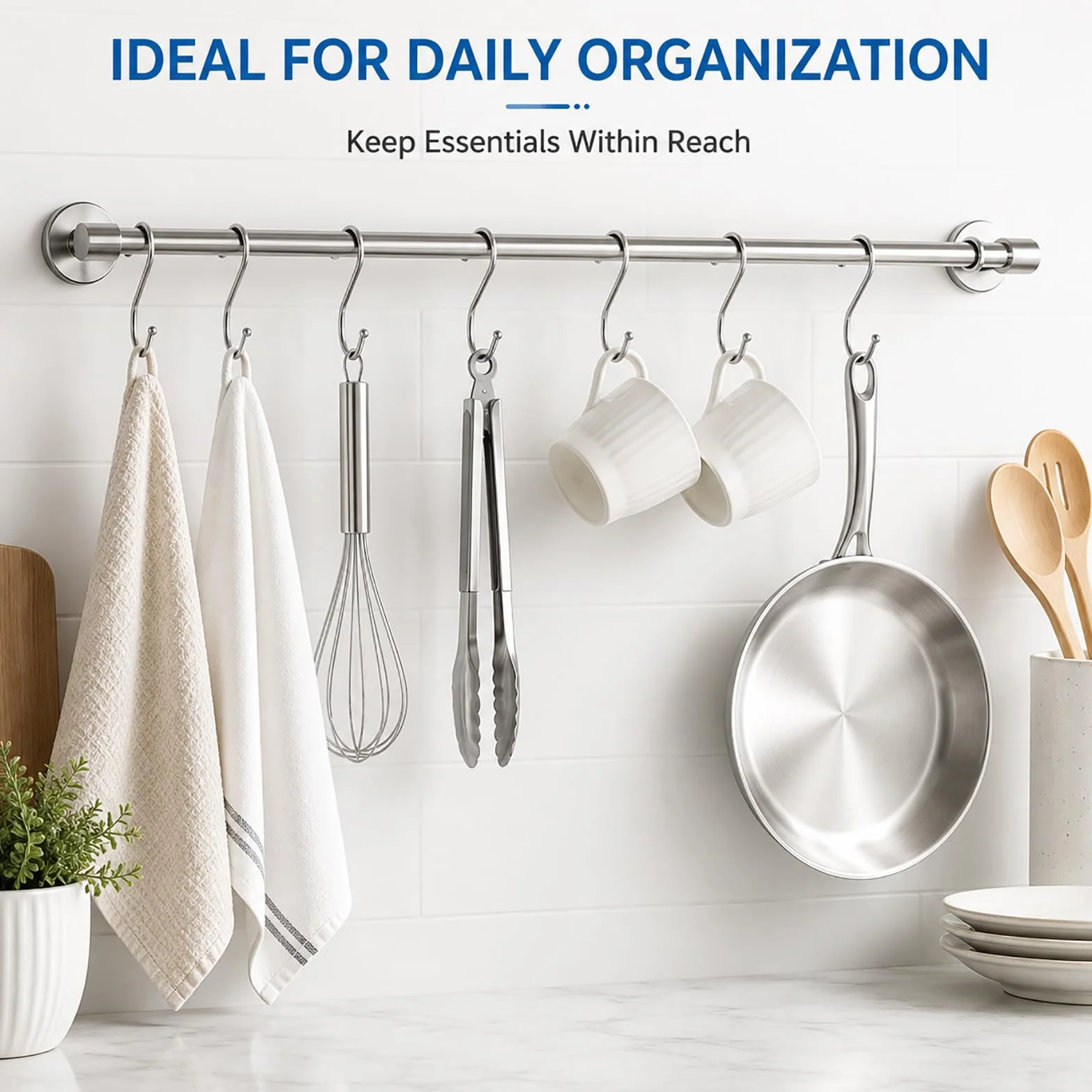 JMIATRY 100 Piezas Ganchos en S 9cm, Ganchos para Colgar, Ganchos para cocina, salón, baño, jardín, armario