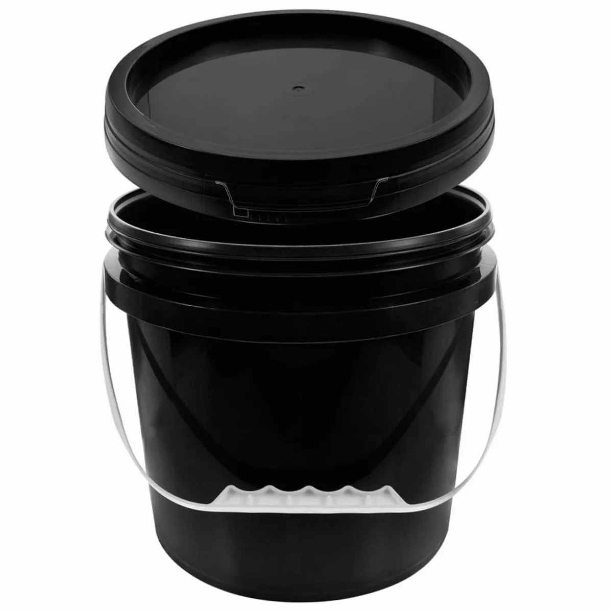 Cubo de Plástico con Tapa y Asa, 10l, Negro para Pintura | Recipiente Reutilizable de Pp, Boca Ancha, para Almacenar y Transportar Líquidos, Uso Profesional