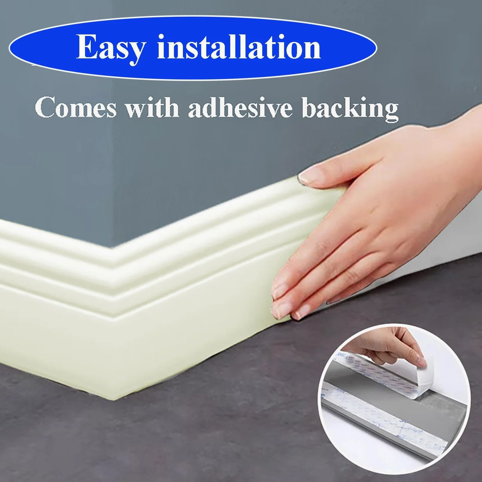 Rodapies autoadhesivo rodapié blando de 12cm de ancho zócalos decorativos base de pared zócalo flexible autoadhesivo molduras decorativas,para cocina,baño,pared y suelo (5m Largo) (Blanco)