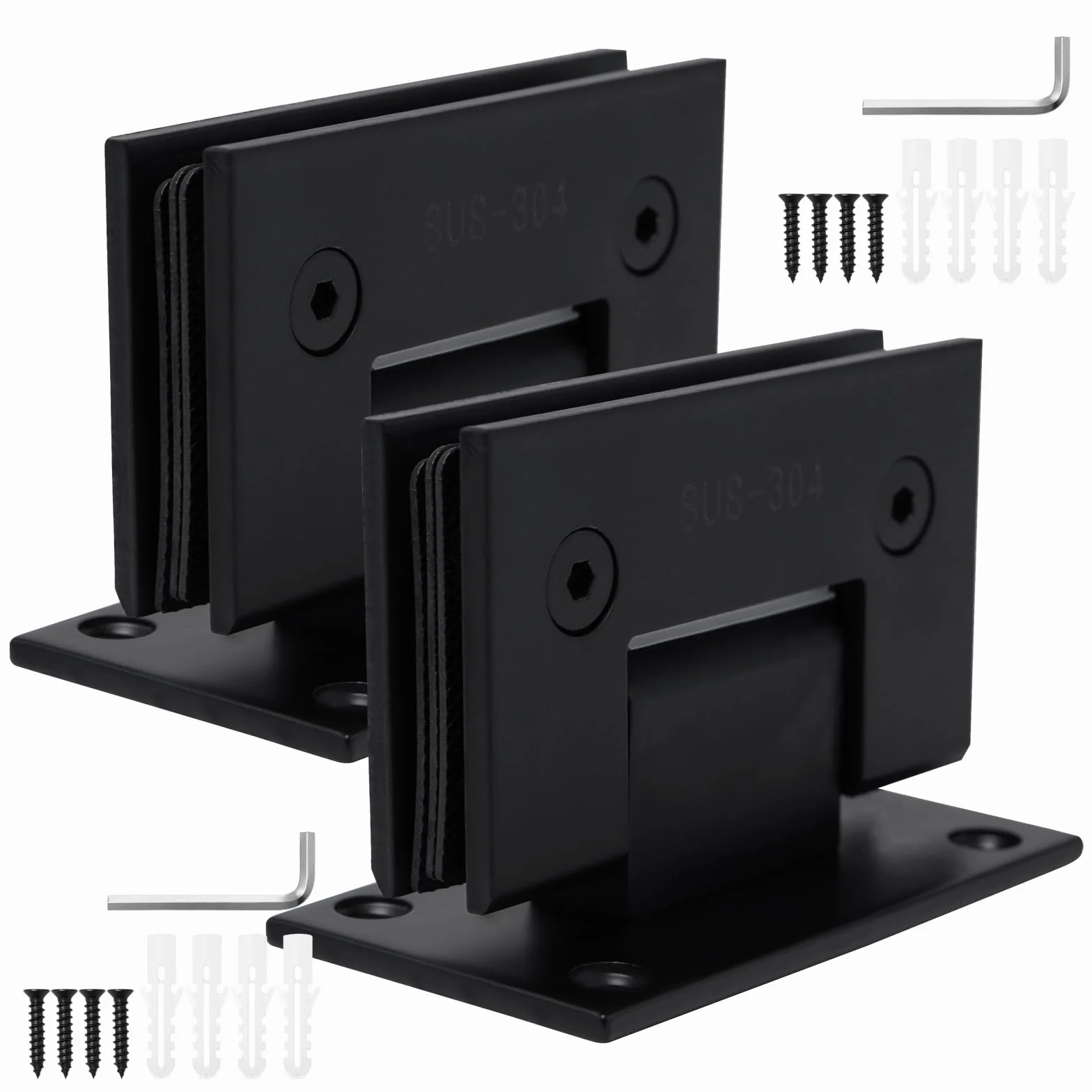 2 Piezas Bisagras de Puerta de Vidrio de 90 Grados Abrazadera de Vidrio Puertas 8-12 mm Negro Soporte para Estante de Cristal 90 Grados Herrajes de puerta para Puerta de Vitrina