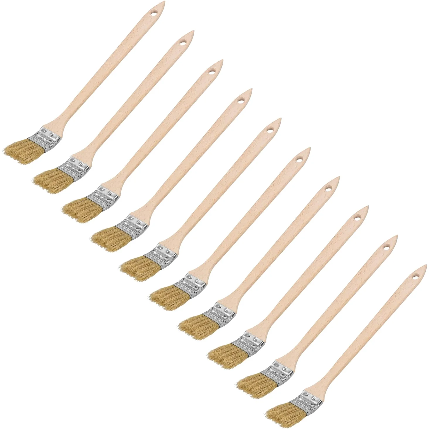 KOTARBAU® Juego de 10 brochas Planas para radiador con Mango de Madera, 36 mm, Pincel en Forma Curva, acodada, Mango Plano y Alargado para Superficies de difícil Acceso, Brocha para radiadores, 10u