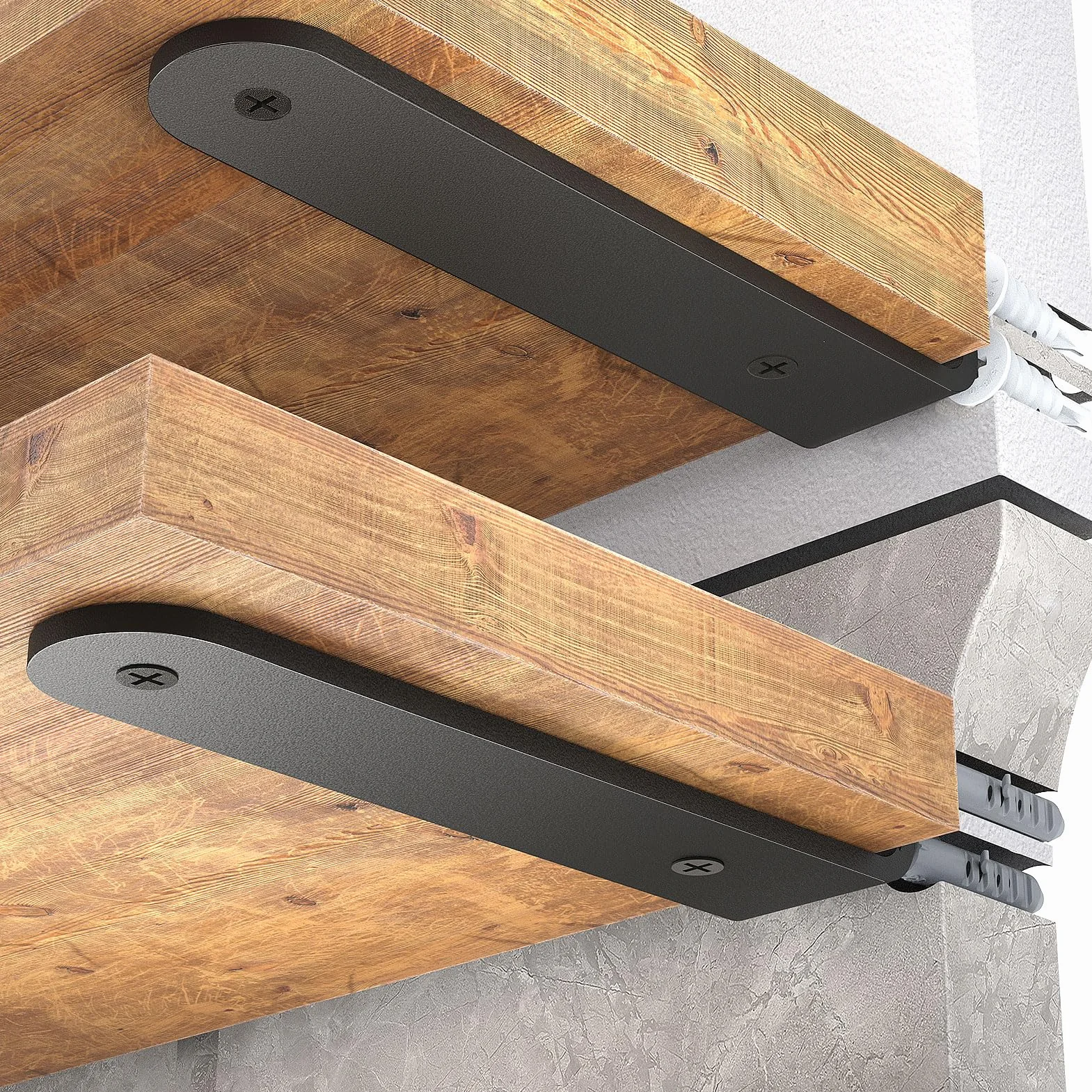 WELDUN Paquete de 6 soportes flotantes para estantes de 20 cm, soportes en L de metal resistente para colgar en la pared, color negro
