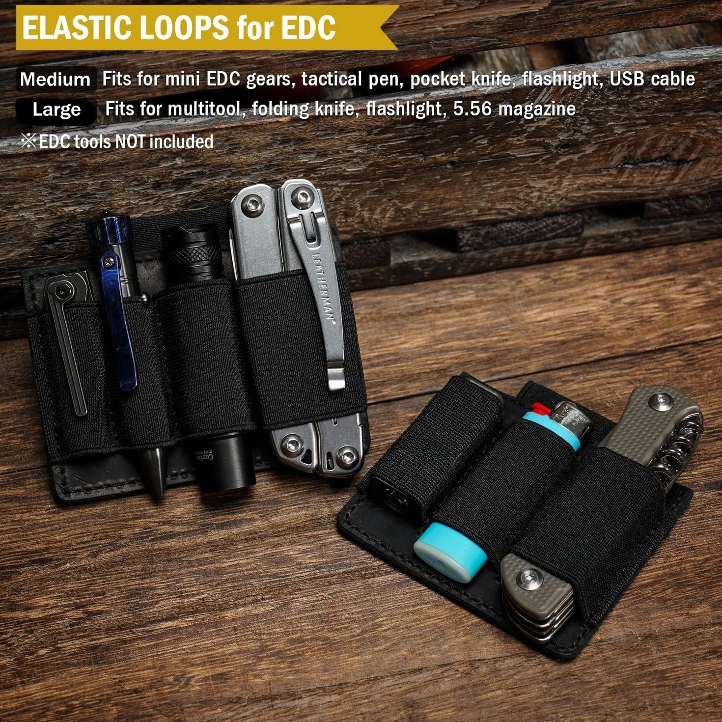 VIPERADE PL7 Organizador EDC elástico Pequeño Inserto con 4 Bolsillos, Funda multiherramientas, Panel de Gancho