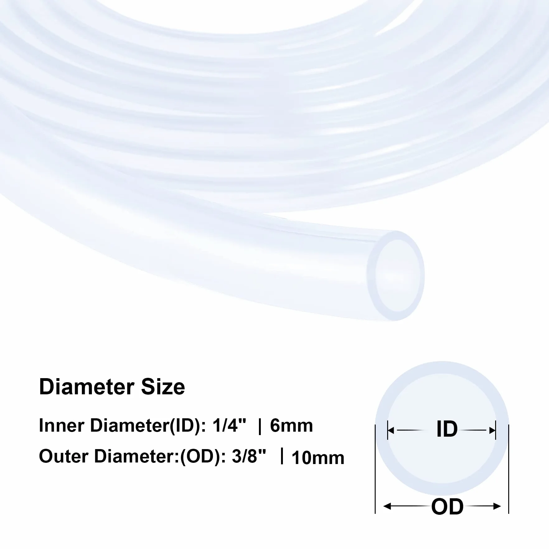 Tubo de silicona, 6 mm ID x 10 mm OD, 8 metros, tubo flexible de silicona, tubo de agua-aire, para el traspaso de la bomba
