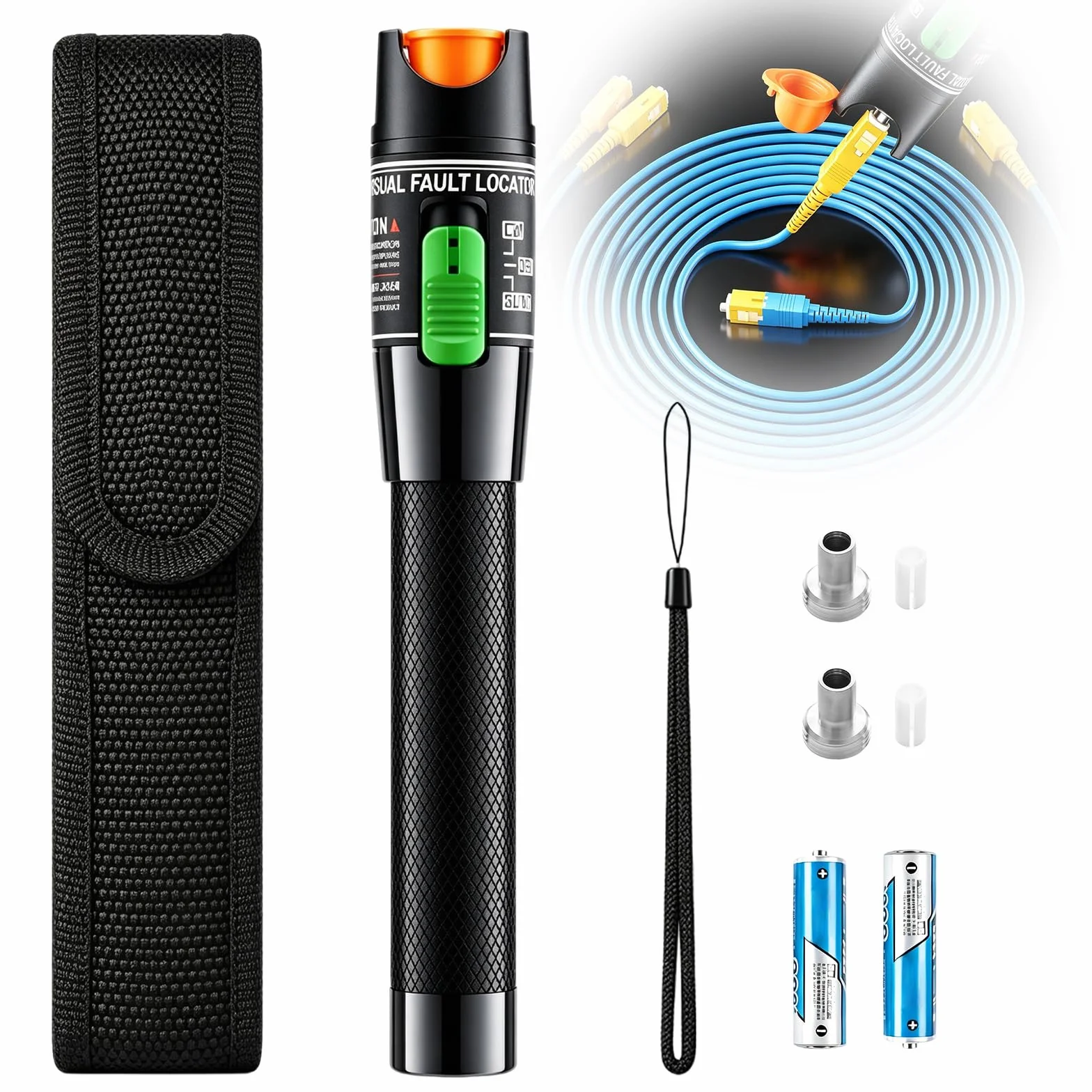 Localizador Visual de Fallos 30mW VFL, Probador de Fibra Óptica Portátil 30KM, Interfaz Universal 2,5mm para Cables Monomodo y Multimodo