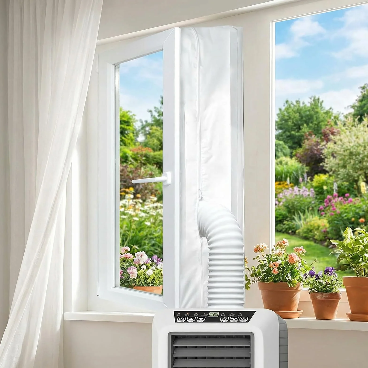 Qoosea Sello de Ventana para Aire Acondicionado, Portátil Universal Kit de Sellado de Ventanas Acondicionado Móvil y Secadoras, Impermeable y Resistente Kit Ventana Fácil Instalación (400CM)