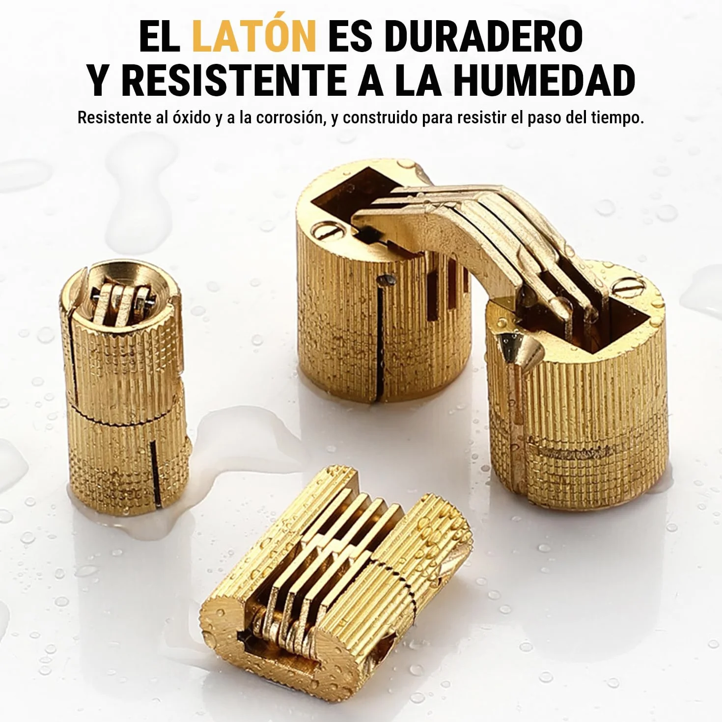 VOBOR Bisagra Barril 10mm 4 Piezas Latón Invisible 180° Ángulo de Apertura