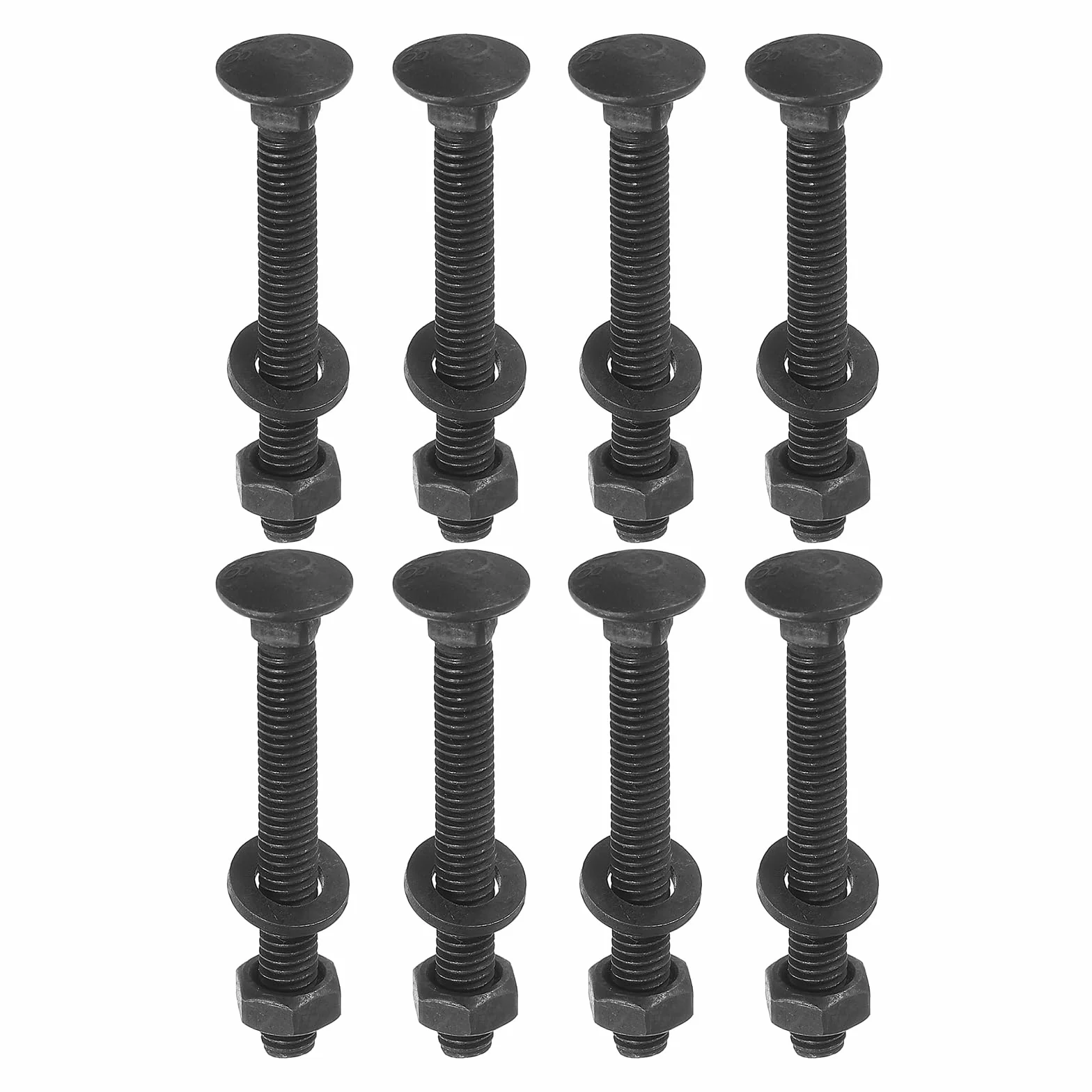 sourcing map Kit de pernos de carro M6 x 50 mm, juego de 25 tornillos de cabeza redonda de cuello cuadrado, juego de tornillos de carro incluye arandelas y tuercas, acero al carbono, óxido negro para