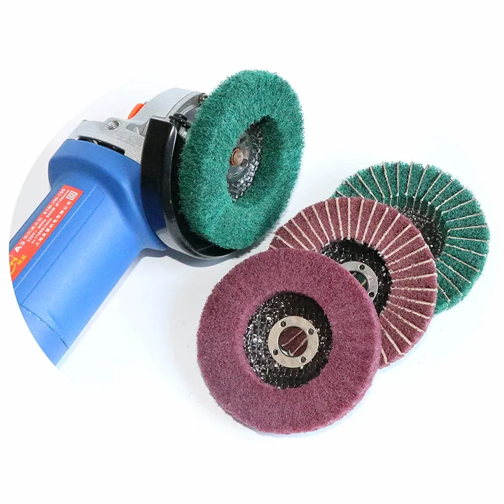 5 almohadillas de pulido de fibra de nailon de 5 pulgadas x 7/8 pulgadas, almohadilla de pulido para amoladora angular, herramientas de pulido