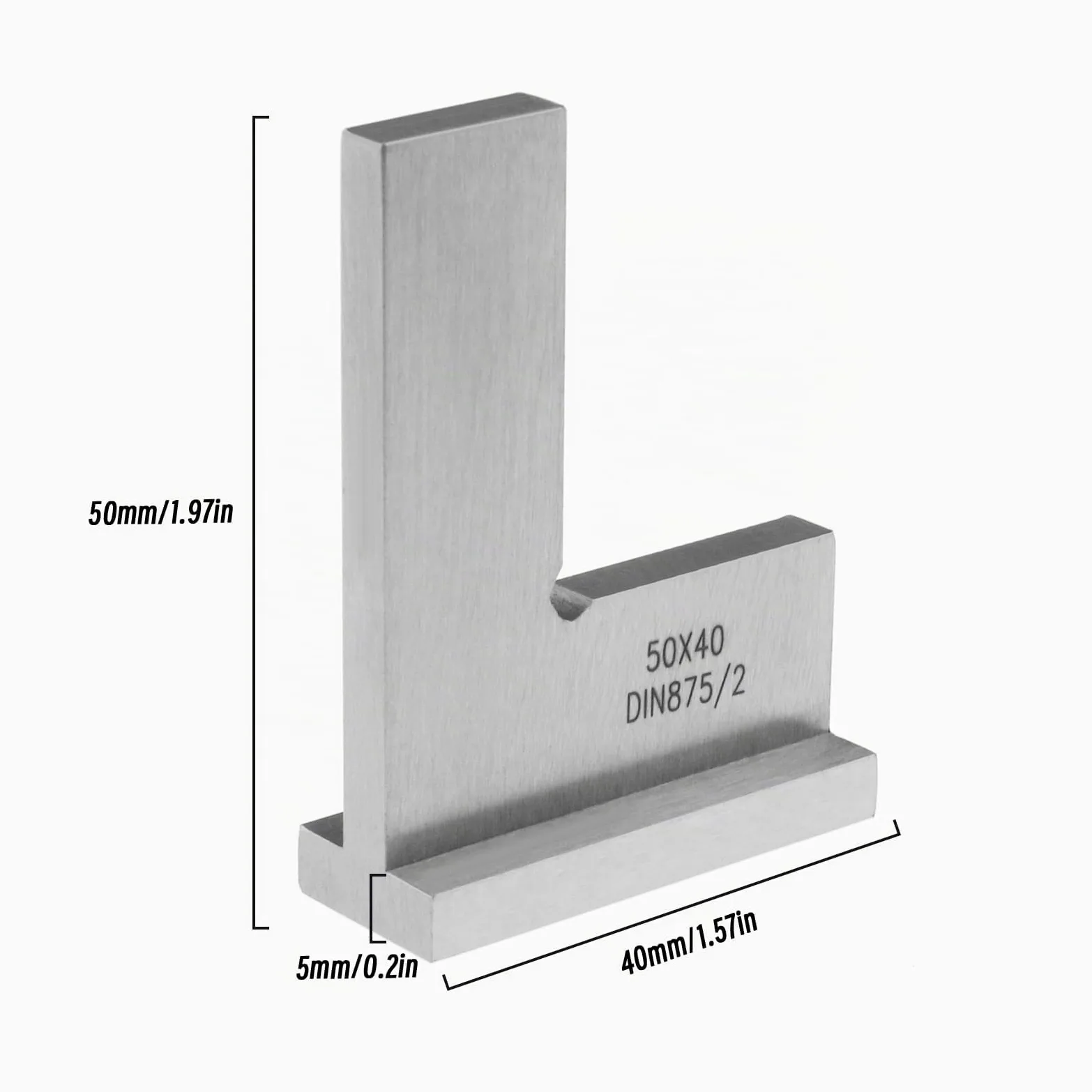 Regla Escuadra de Ingeniero Precisión DIN875/2 Acero al Carbono 50x40mm
